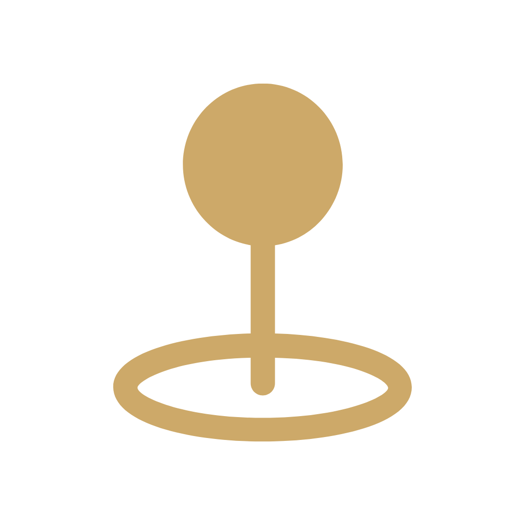 Gold microphone icon on a black background