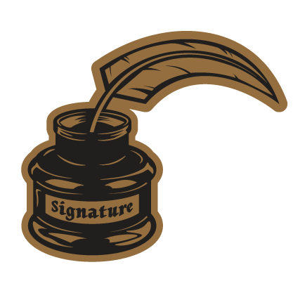 Signature Studio - Icon - Featuring tattoo style feather pen in an ink pot