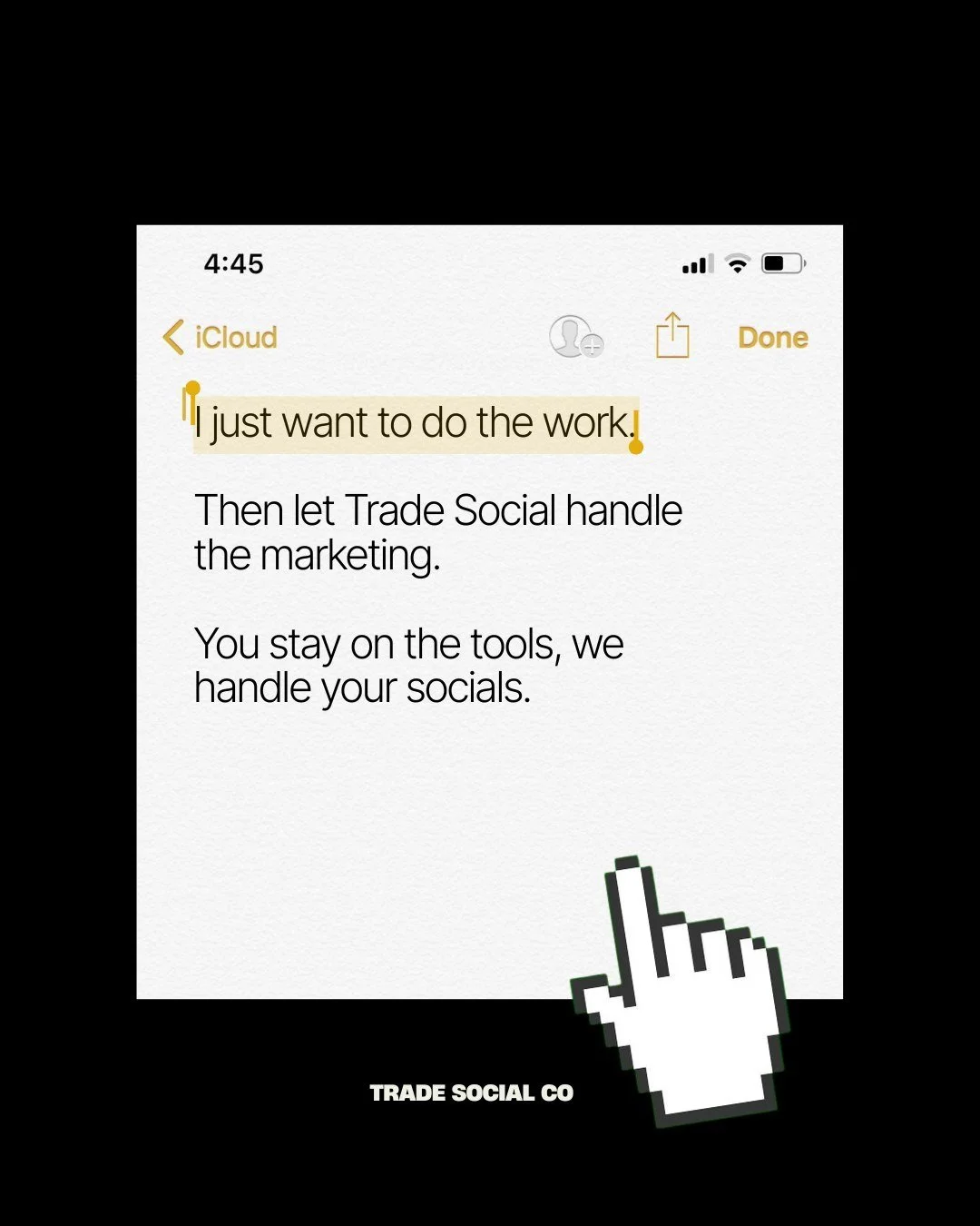 &ldquo;I just want to do the work.&rdquo;

We hear this every week.

You didn&rsquo;t start your business to edit reels at 9pm.
You didn&rsquo;t buy the tools to become a content creator.
You started it to build, fix, create, and get paid well for it