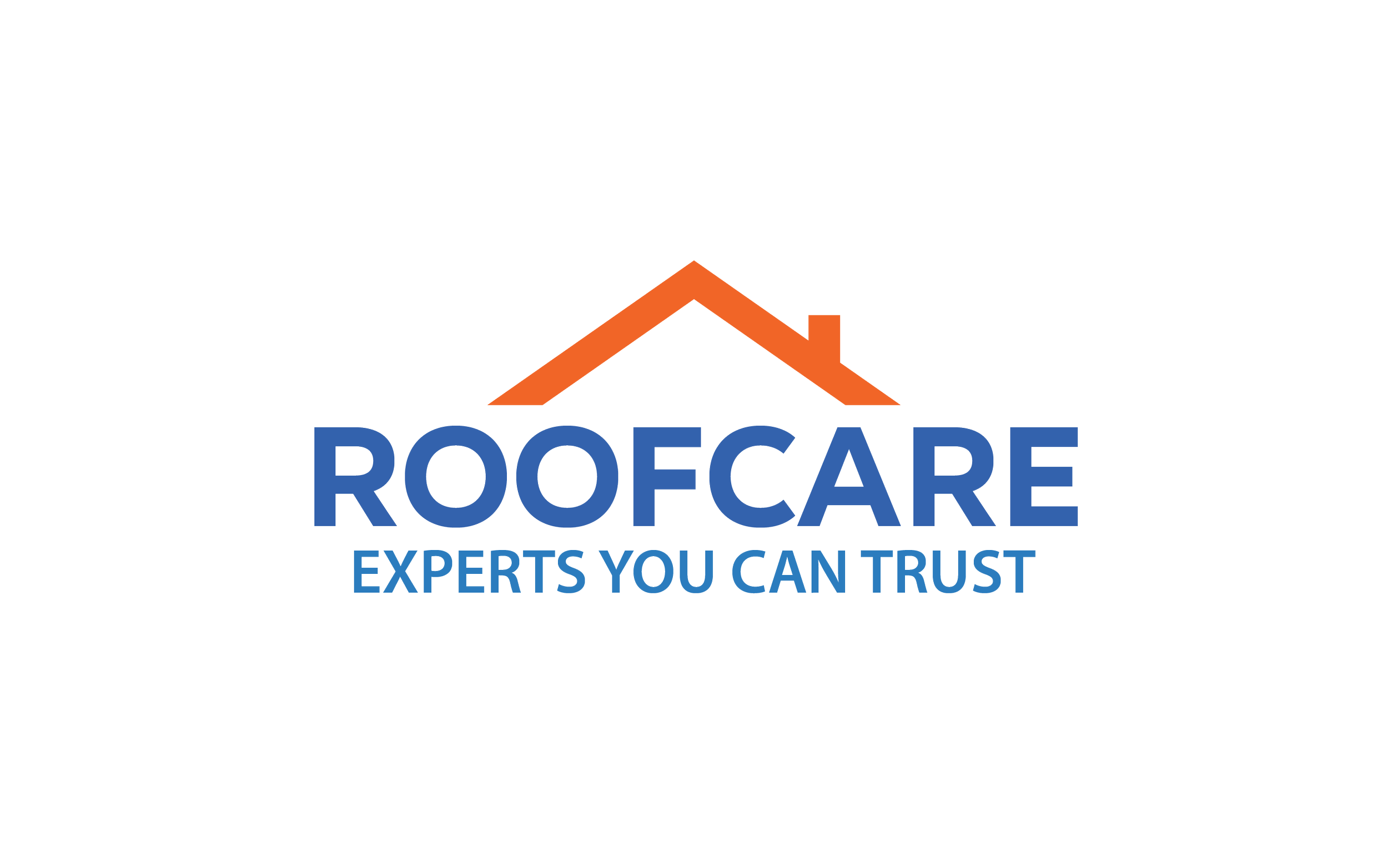 Logo for Roofcare with a stylized orange roof above the company name and the tagline "Experts You Can Trust" in blue.