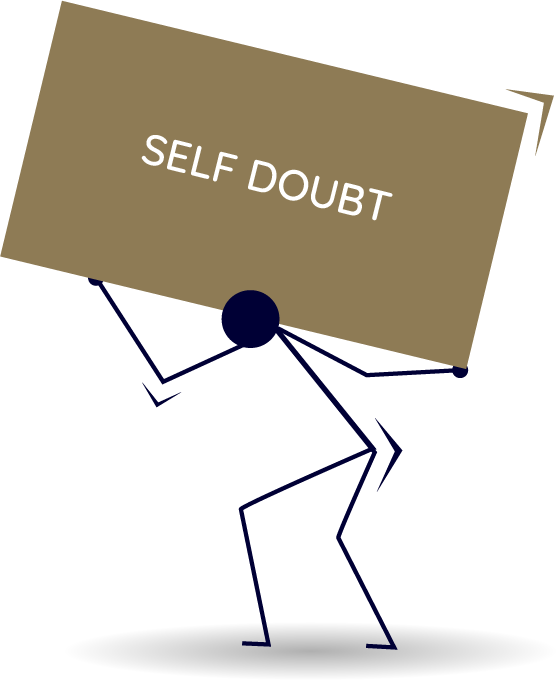 An illustration of the burden of "SELF DOUBT"