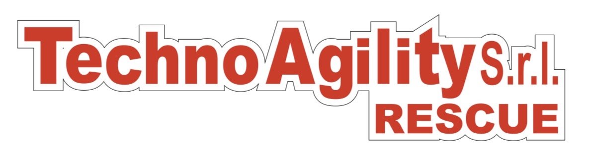 Logo con testo 'TechnoAgility s.r.l. RESCUE' in rosso con sfondo bianco.