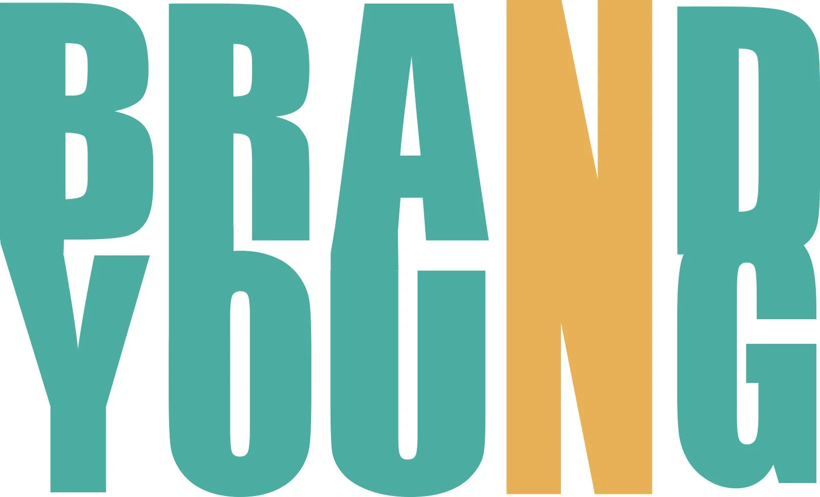 Bold text saying 'BRAND YOU' with the letters in teal and gold colors.