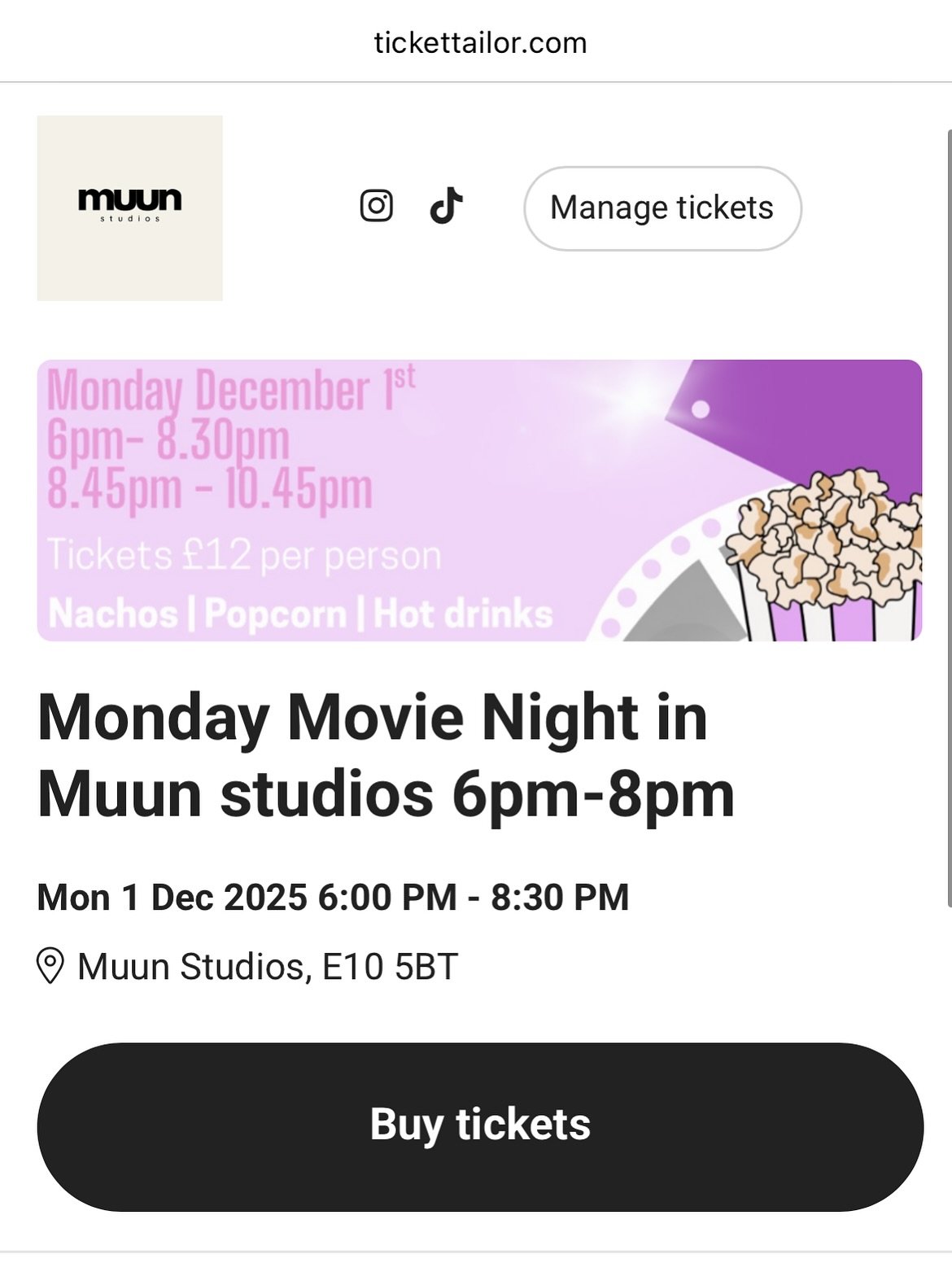 Come down to a cozy movie night in Muun studios to battle the winter blues❄️☃️🌨️

We'll be having popcorn, nachos and hot drinks 🍿 @treat_em