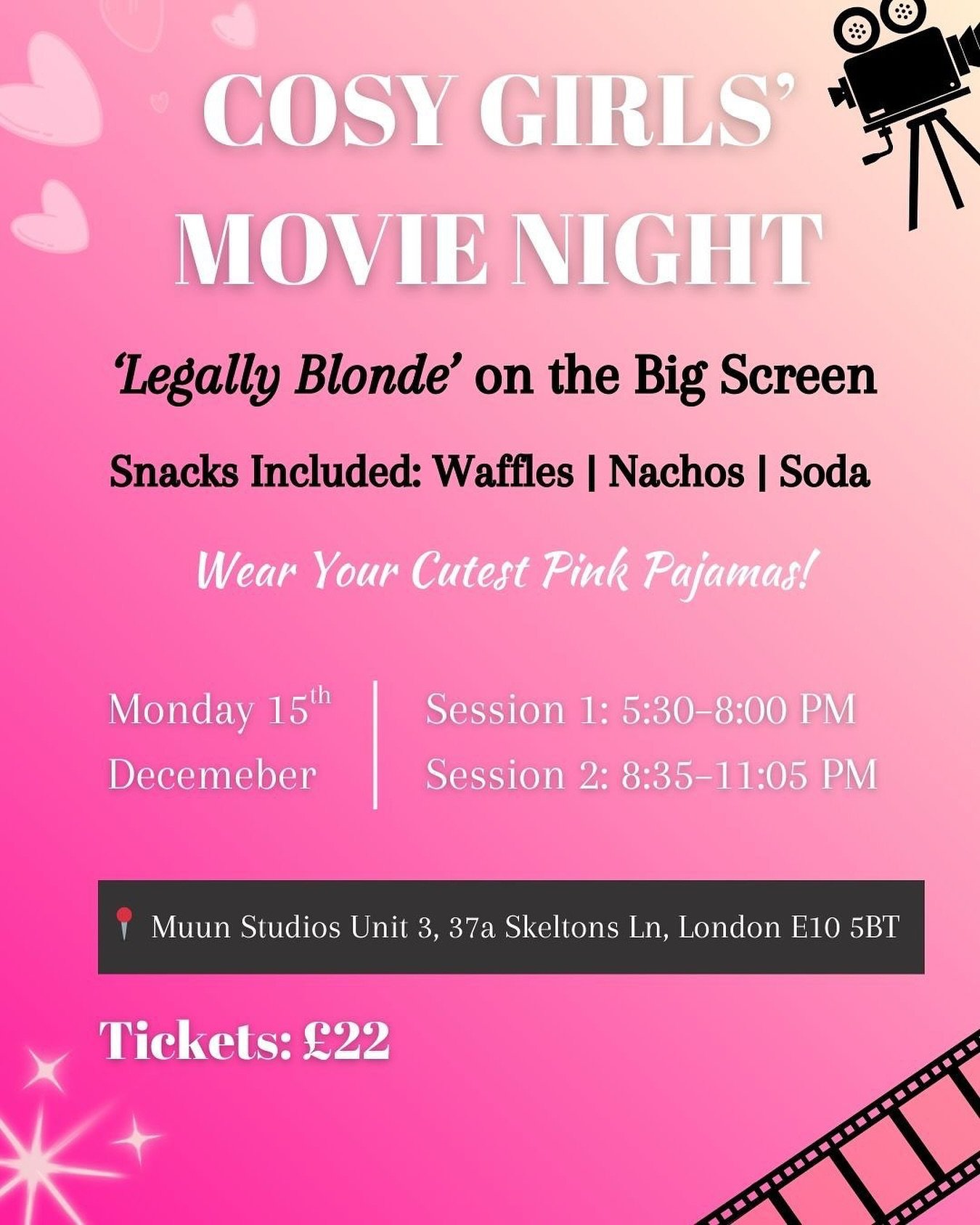 &quot;You got into Harvard law?! 
What like it's hard?&quot;
Legally Blonde coming to Muun studios on 15th December all women's event

Collab with the lovely @aylamellek 
@treat_em Em with the besttttt snacks nachos popcorn and a drink included in ev