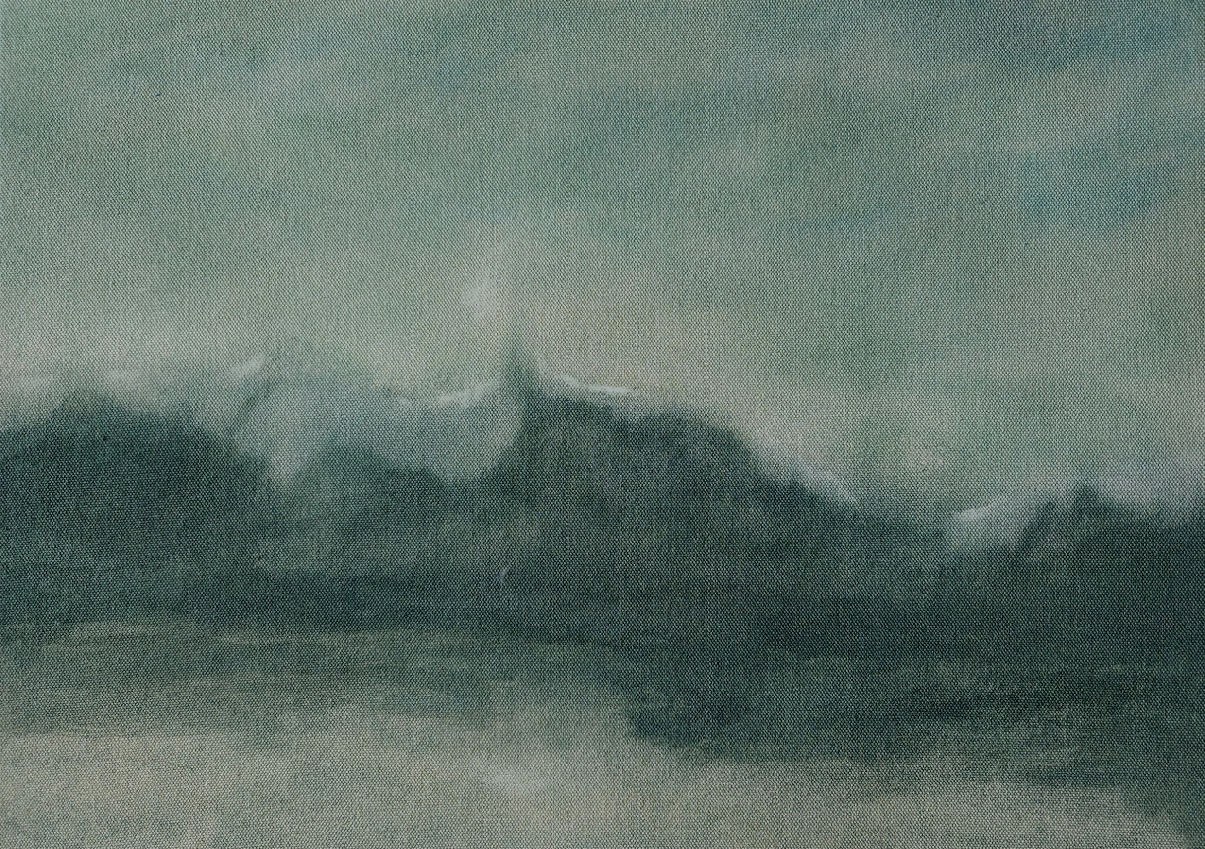 Waves and ocean painting. Moody blue tones.