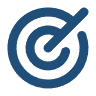 A stylized blue checkmark with a surrounding circular line, symbolizing verification or approval.