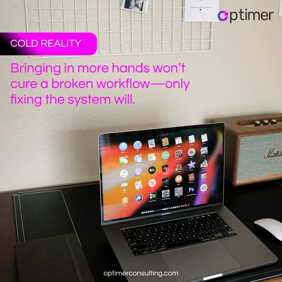 Throwing people at a problem won&rsquo;t solve it. A broken system will break anyone you put into it. Repair the process, and the progress will follow.
Adding more hands without fixing the workflow just speeds up the mess.
Efficiency starts with stru