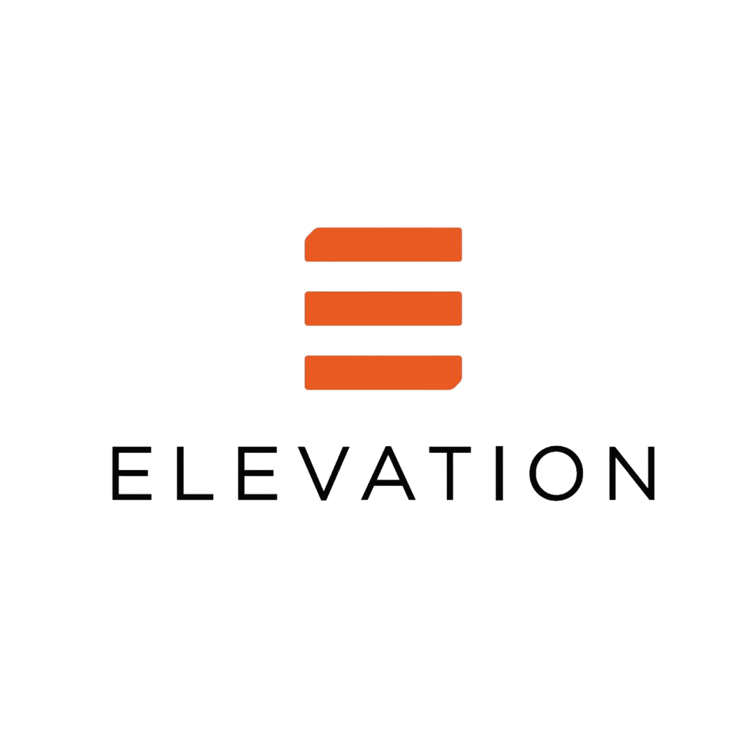 A logo with three horizontal red lines stacked above the word 'Elevation' in black text.