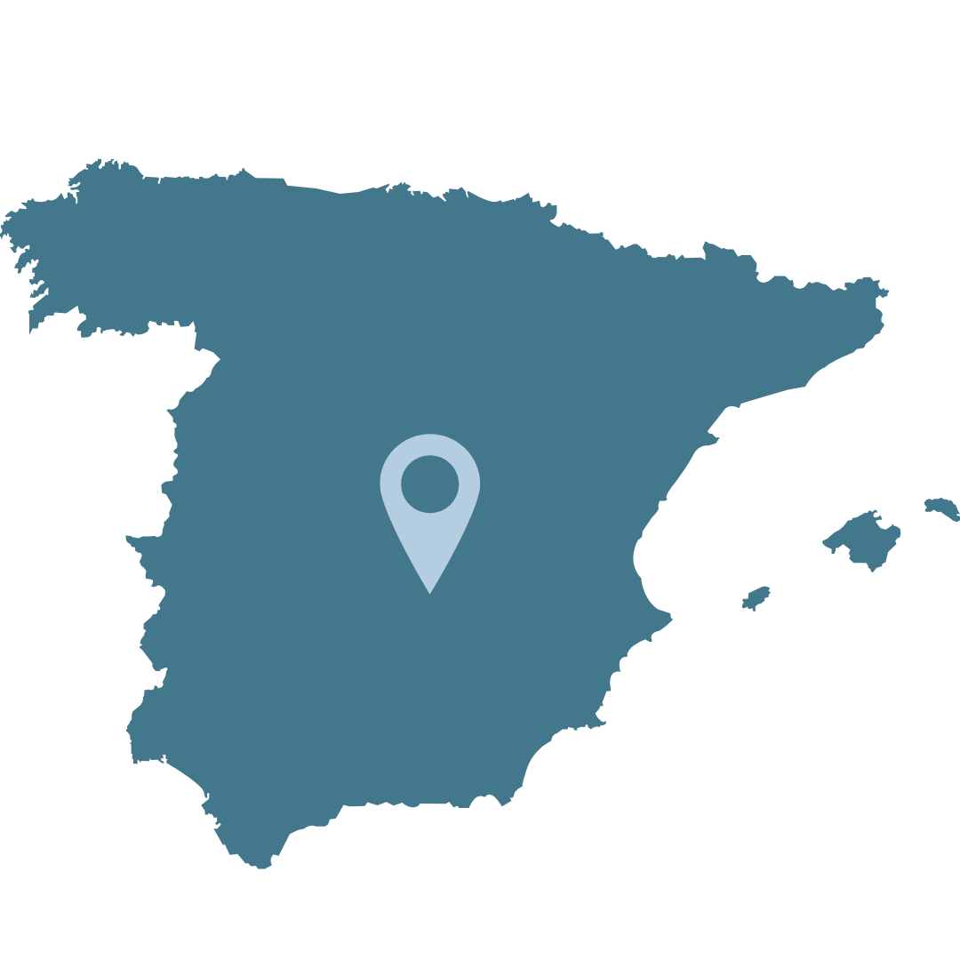 Map of Spain with a location pin in the center.