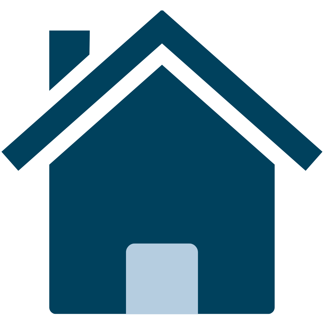 Icon of a house with a pitched roof and a garage door.