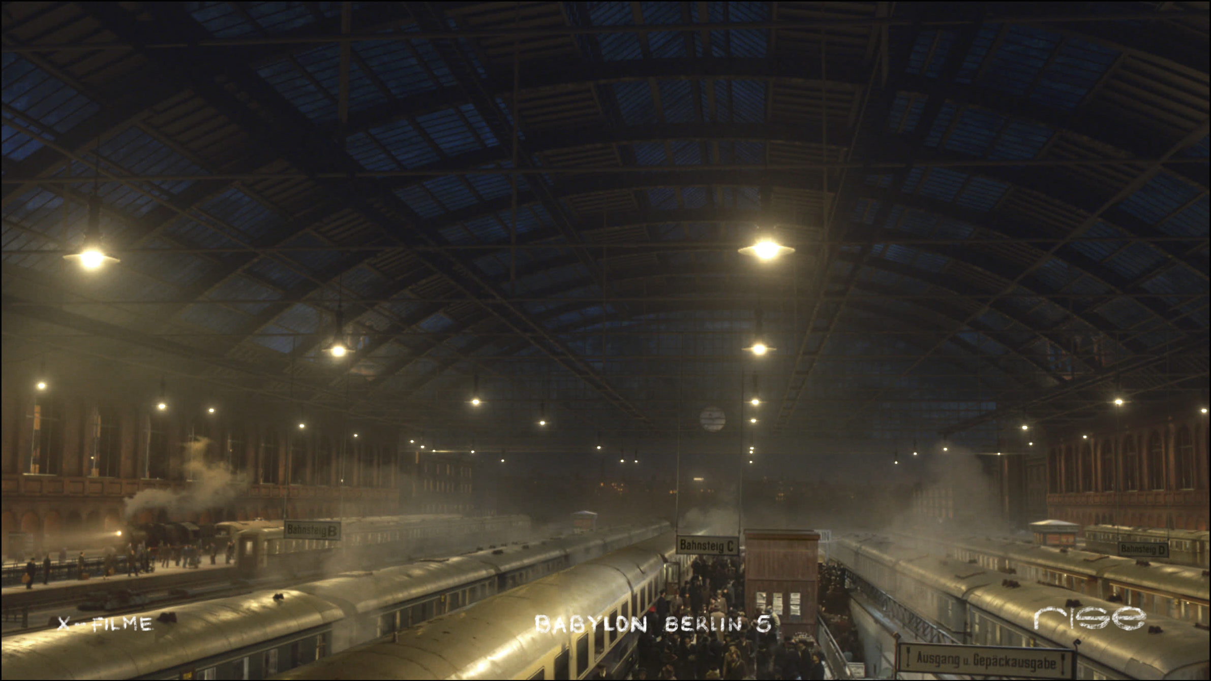Shading, texturing, lighting for far BG buildings, side buildings and interior of train station. Digital matte painting adding detail, grunge, leaks, break of edges and windows.