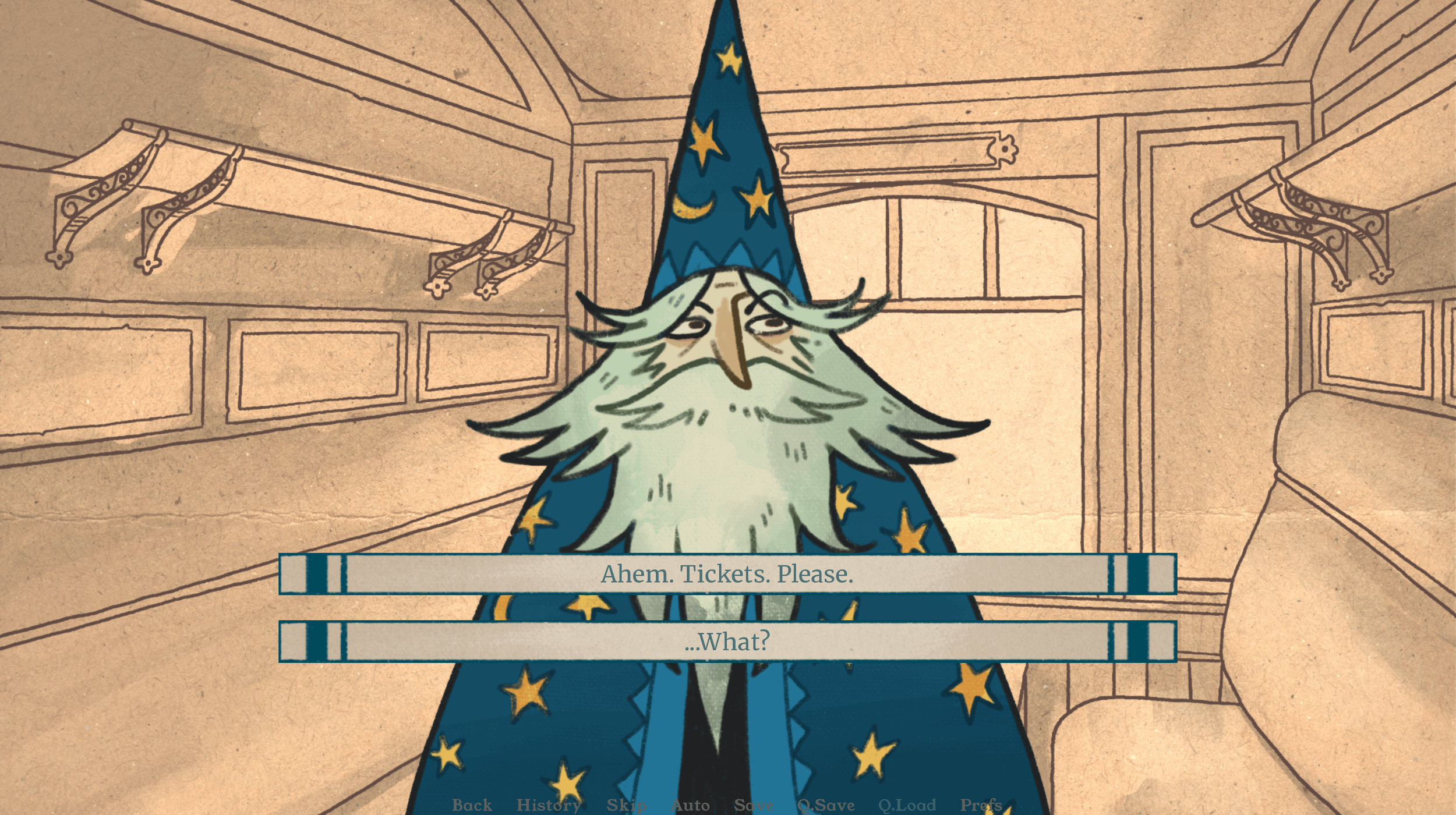 Tickets, Please!: My visual novel submission for SILLYJAM 2026 as a programmer, character, & UI artist.