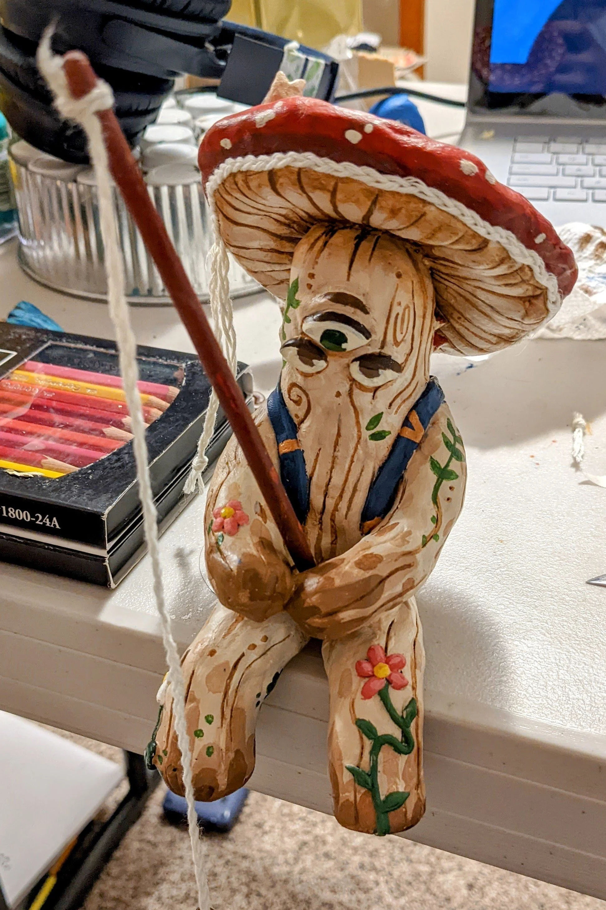 Mushroom Man: A painted polymer clay guy...