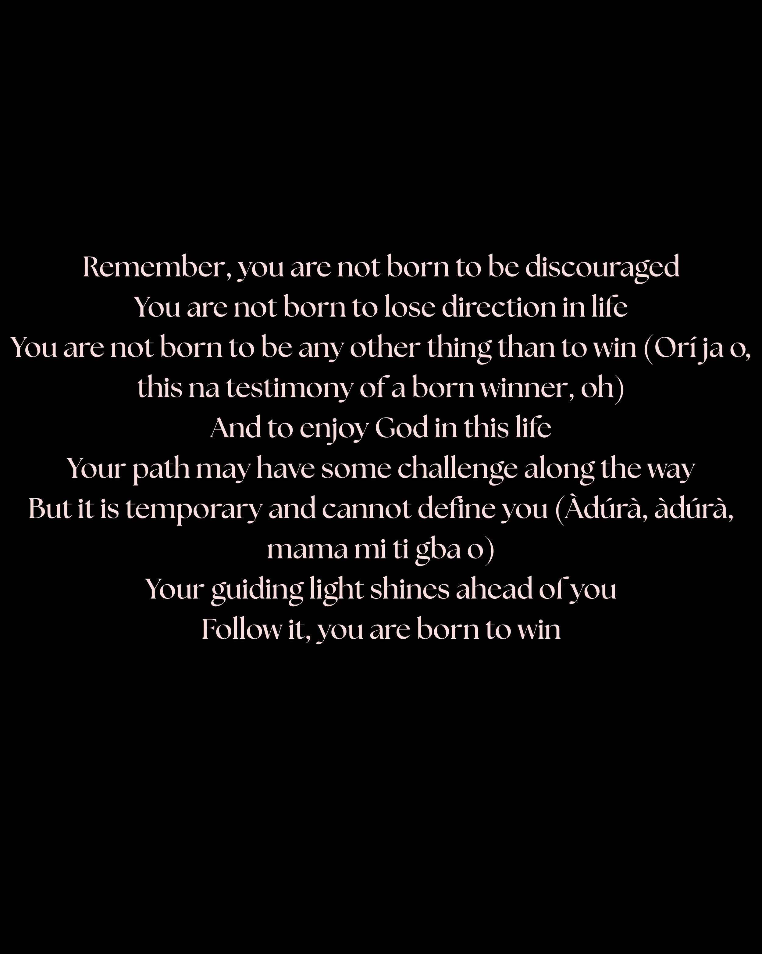 &lsquo;You are born to win&rsquo;

The Studio Showcase 2.0 Finale Lyrics.
Part 2🖤

Born Winner- @burnaboygram 

#TheStudio #show #BornWinner #BurnaBoy #finale