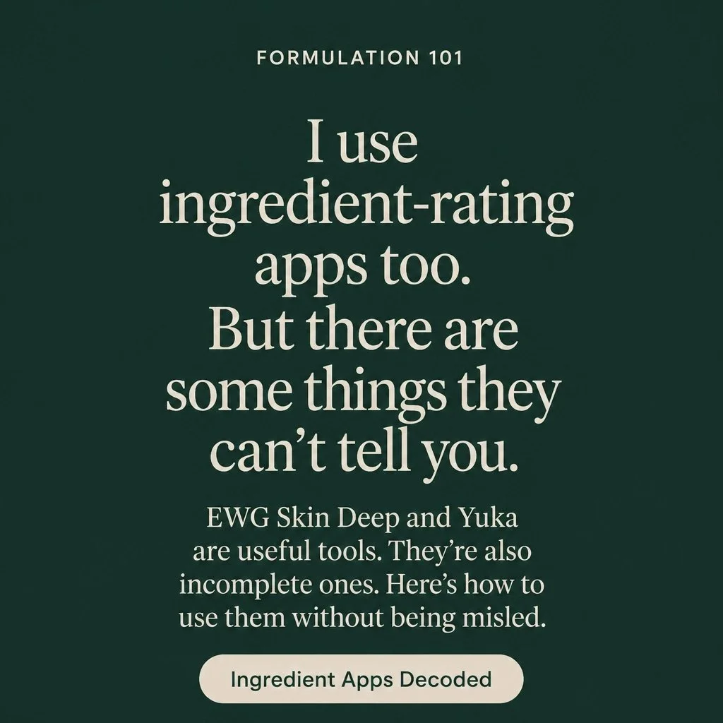 Okay, real talk : I use EWG and Yuka too.

I'm not here to tell you to delete the apps. I'm here to tell you they're a starting point, not a verdict.

These platforms have done something genuinely important. They made ingredient research accessible t