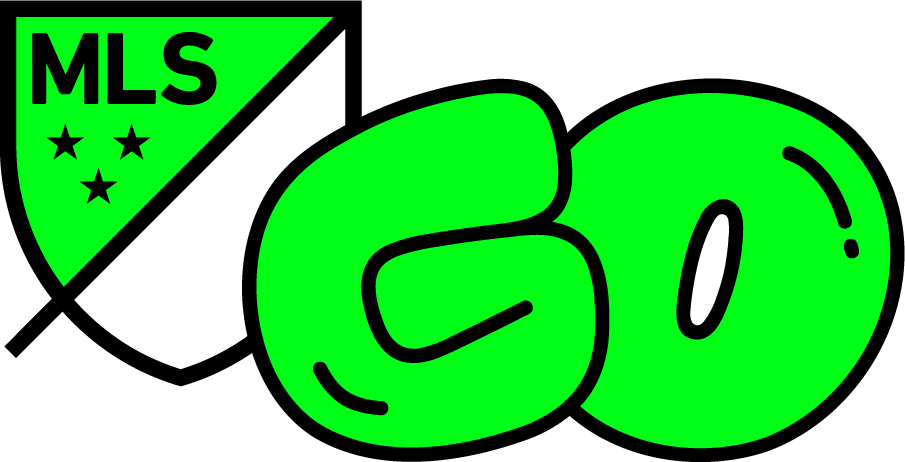 MLS logo with green and black number 50, celebrating the 50th anniversary of Major League Soccer.