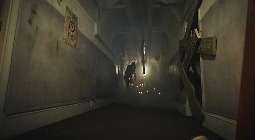 Found footage horror still from Abandoned, capturing an explosive and suspenseful moment in the narrative.