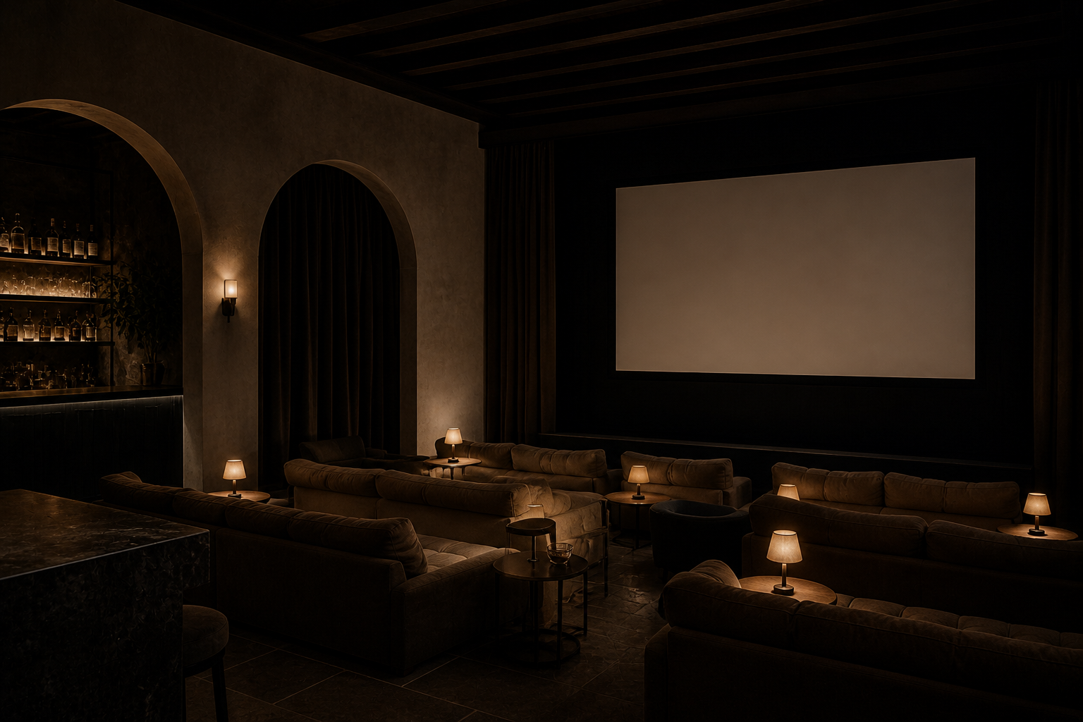Photo of a cozy interior small-screen cinema