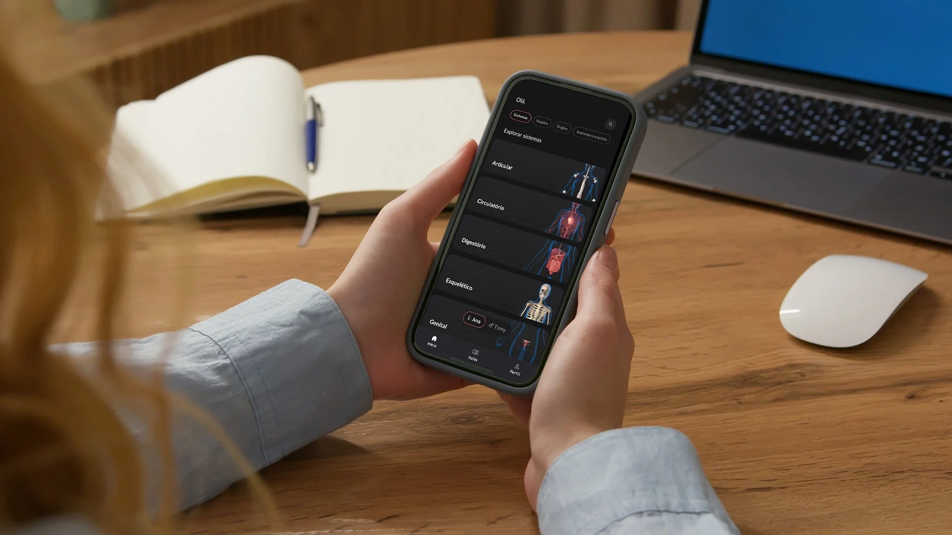Funcionalidades-chave do Anatomy App para estudantes de saúde