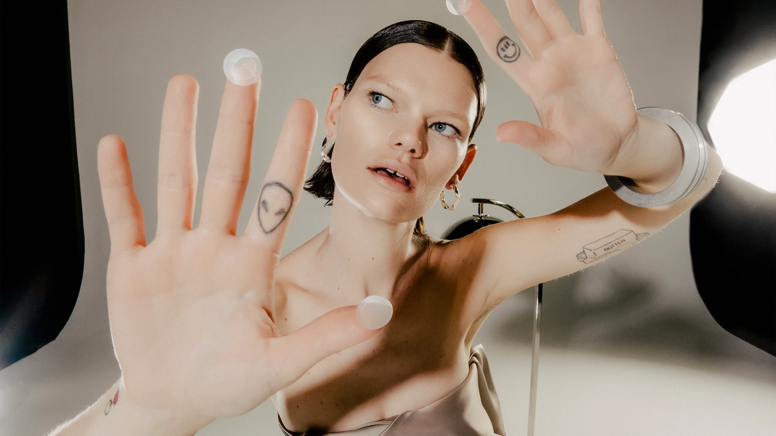 Futuristic aesthetics framing the Microdart Patch in use.