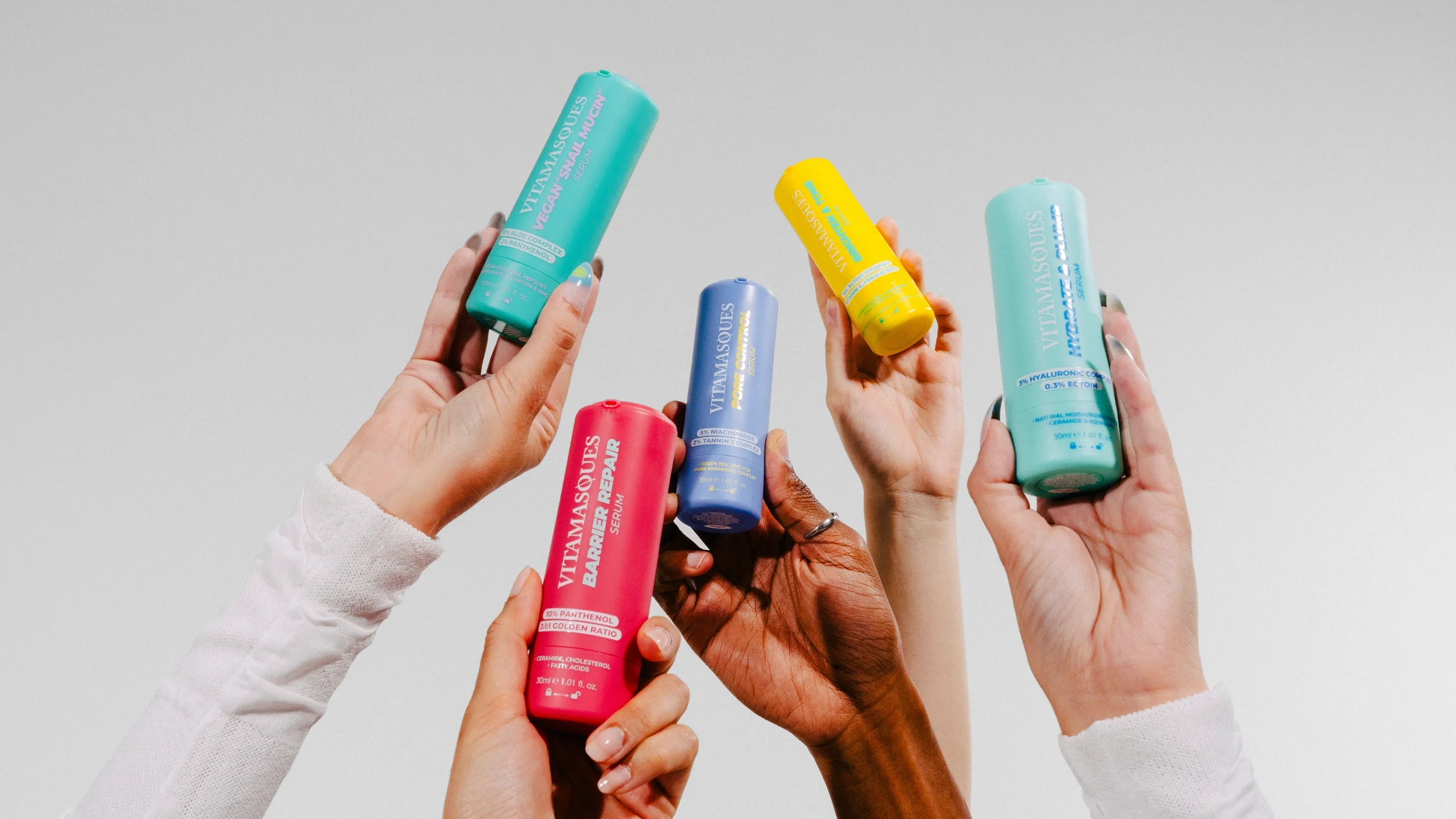 The Vitamasques skincare line presented together as a complete routine.