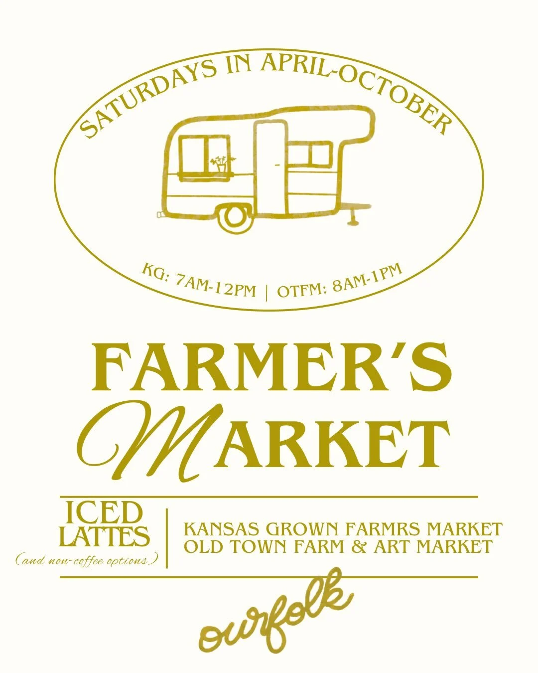 exciting news! you can find ourfolk coffee every saturday in april-october at the @kansasgrownfarmersmarket + @oldtownfarmandartmarket ! shopping local goods and a weekly ourfolk coffee popup?!?! say less! 

ALSO, you can find us at @kansasgrownfarme