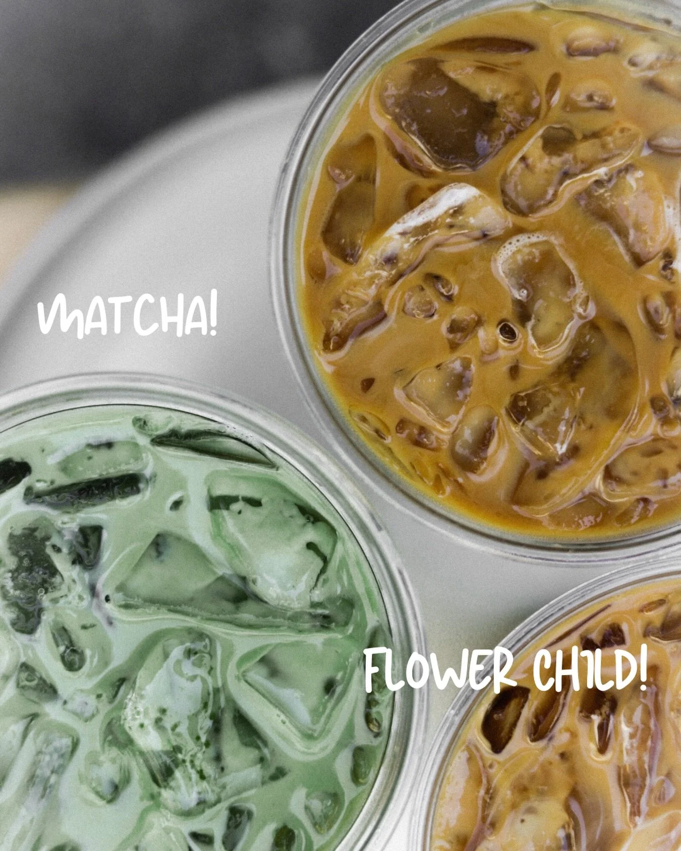 what&rsquo;s your summer special pick? flower child is, of course, our consistent repeat summer special, BUT this year we also rolled out MATCHA + ESPRESSO LEMONADE. come out saturday to the markets and give em a try!