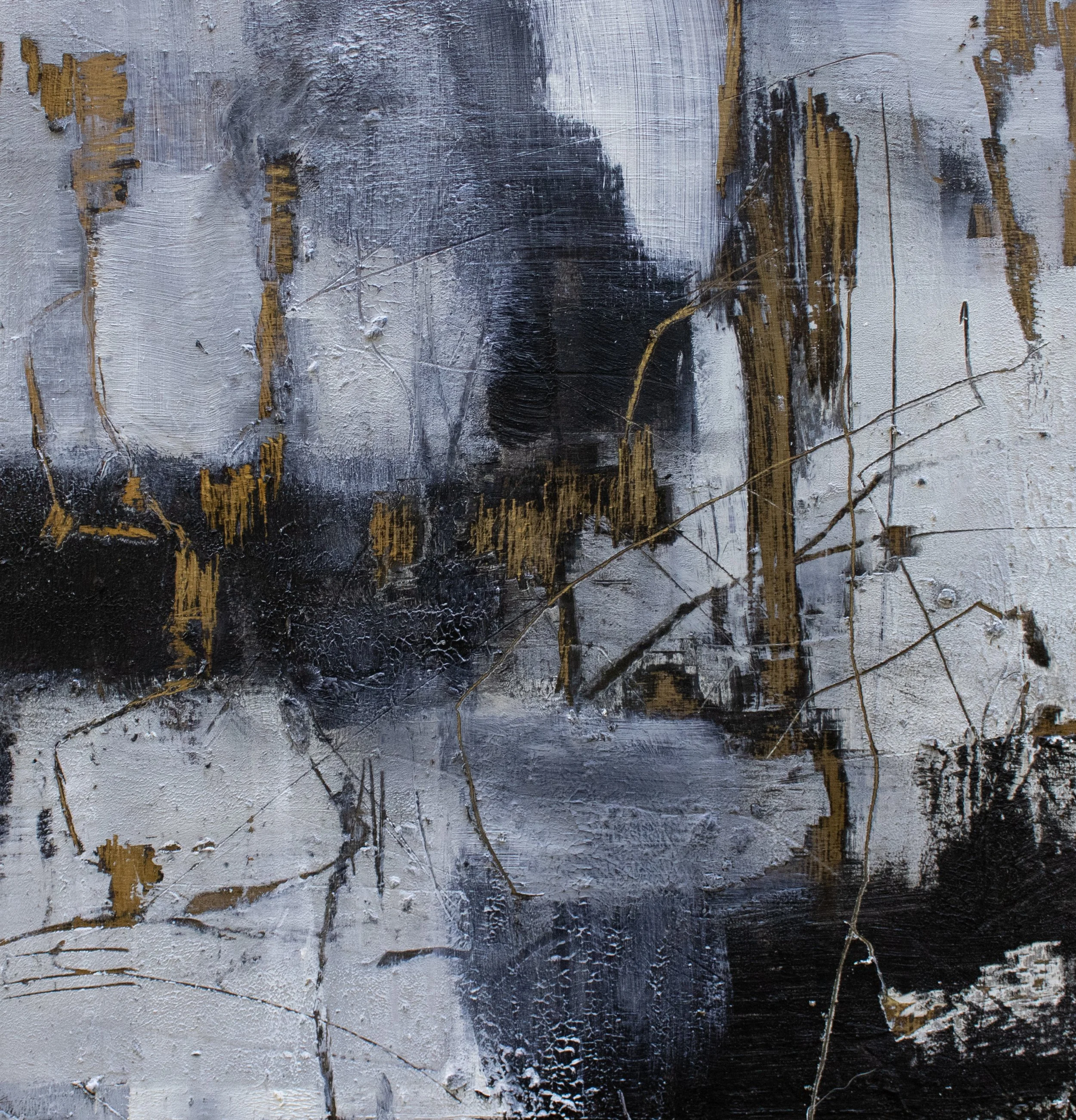 “Intangibility of Grief ll”, cold wax, oil on wood panel, 12x12x1in.2026