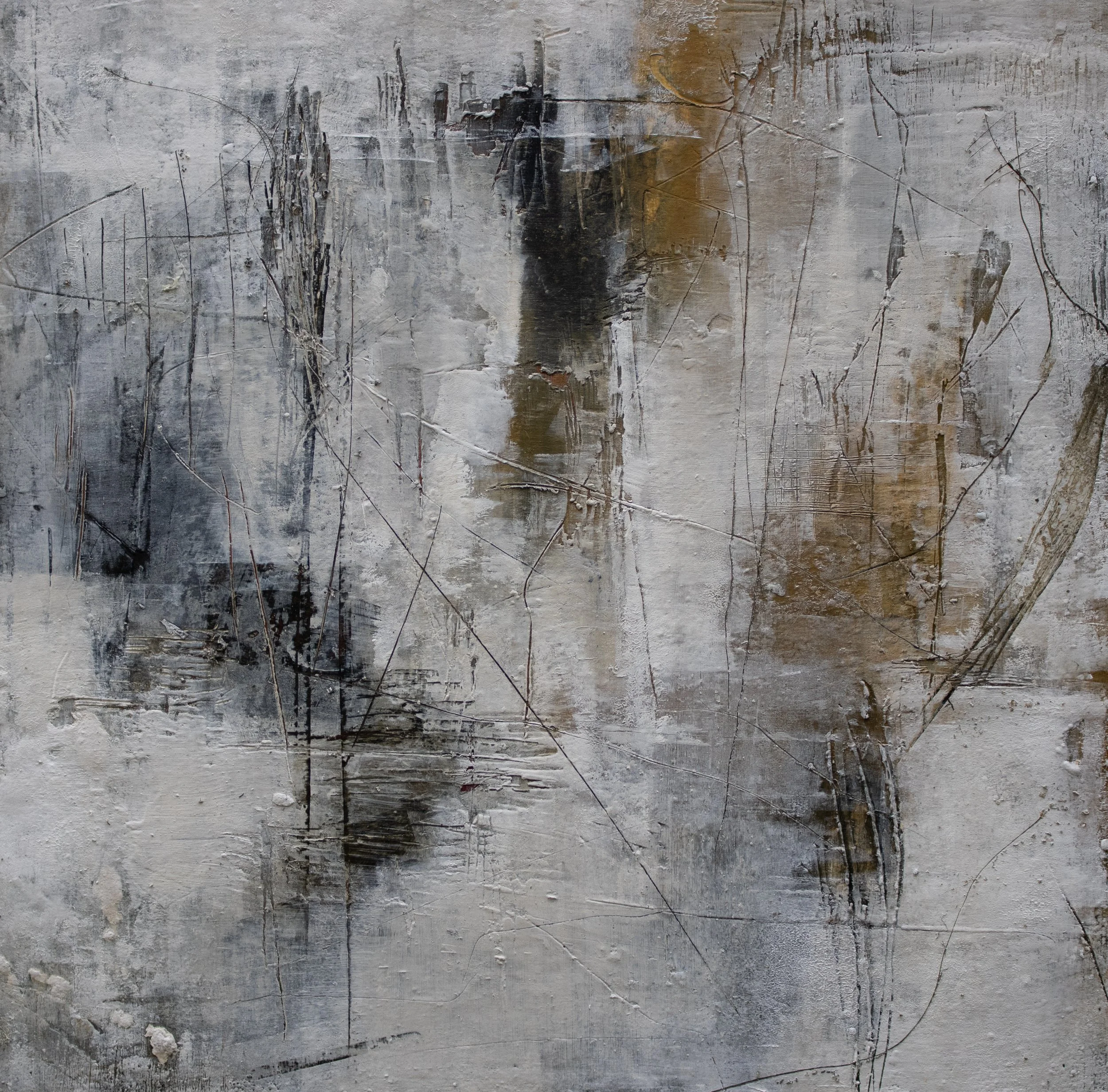 "Presence",
cold wax, oil on wood panel, 24x24x2in.2026 