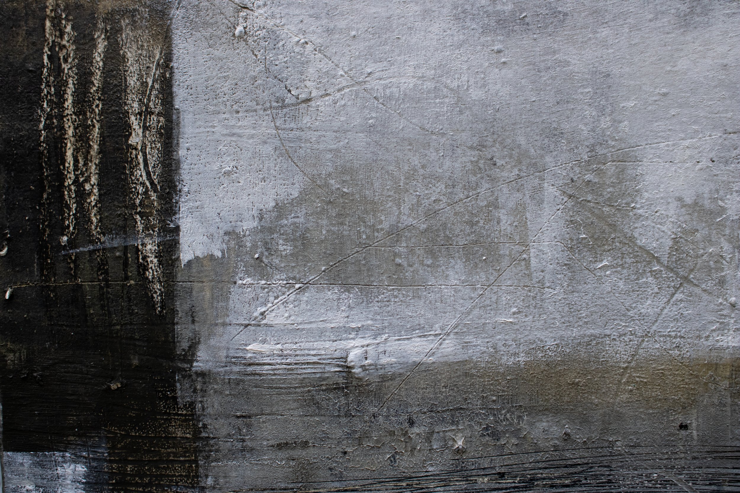 "Somewhere Out There",
cold wax, oil on wood panel, 8x8x.1in.2026 
(DETAIL)