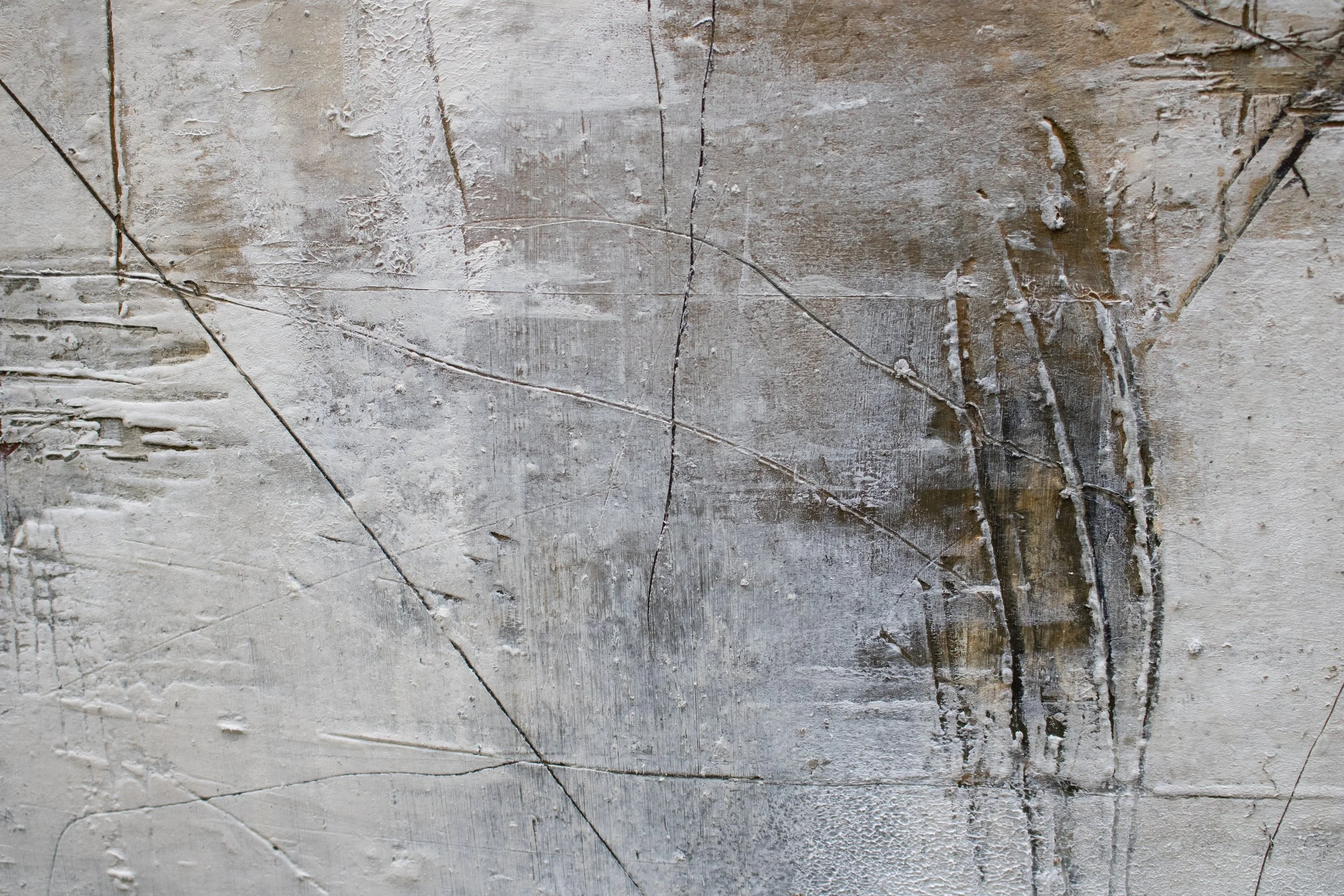 "Presence",
cold wax, oil on wood panel, 24x24x2in.2026 
(DETAIL)