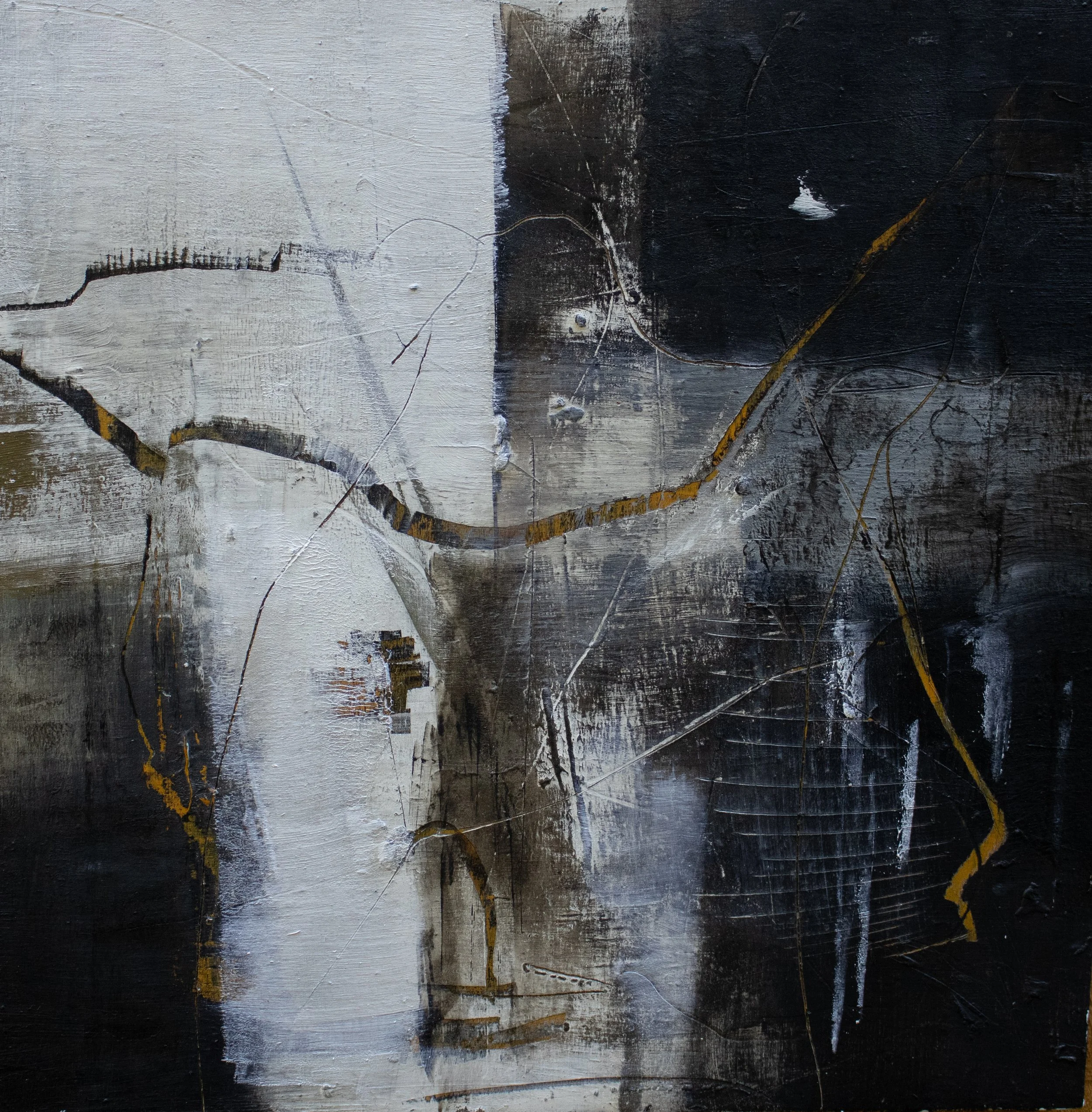 “Intangibility of Grief i”, cold wax, oil on wood panel, 12x12x1in.2026