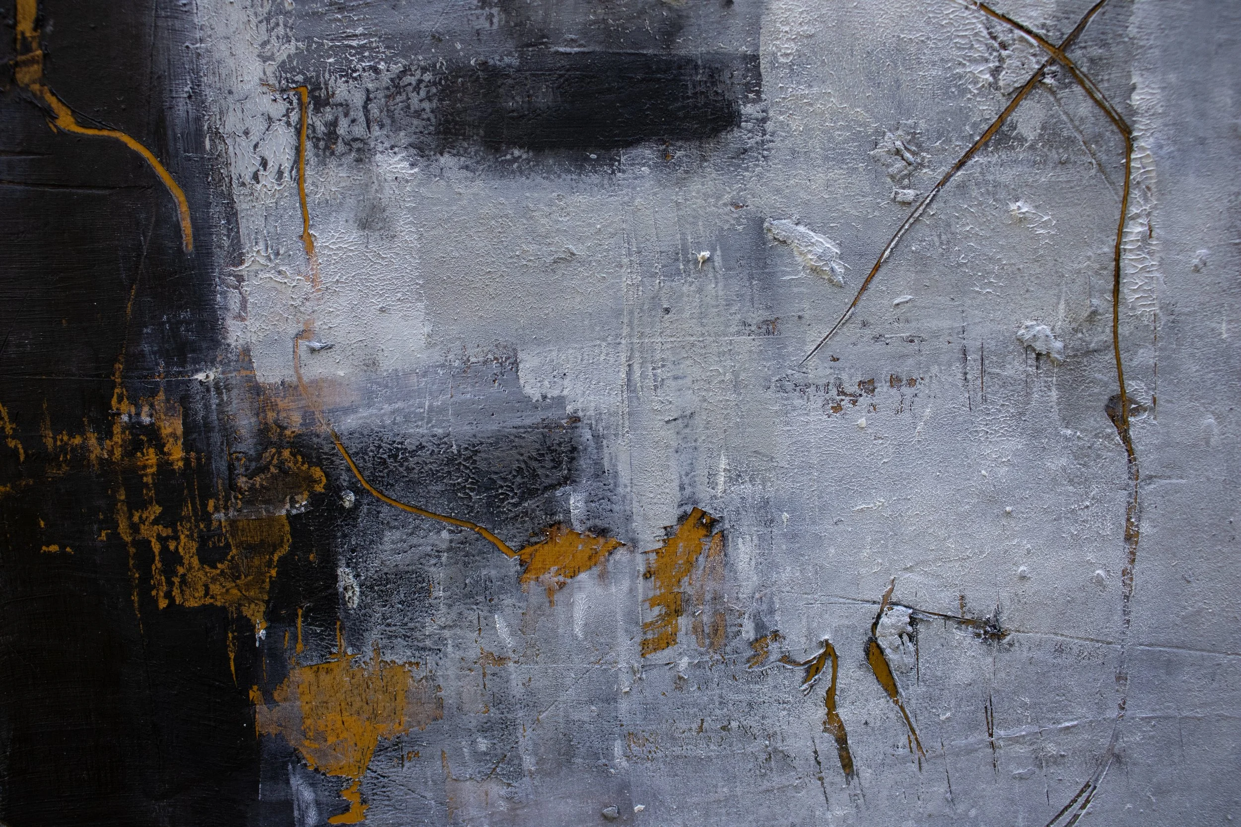 “Intangibility of Grief lll”, cold wax, oil on wood panel, 12x12x1in.2026 DETAIL