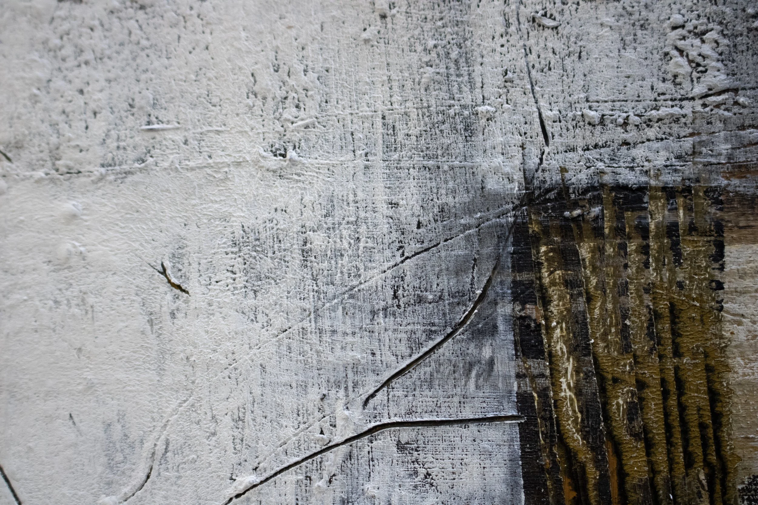 "Separation of Mind and Body",
cold wax, oil on wood panel, 12x12x1in.2026
(DETAIL)