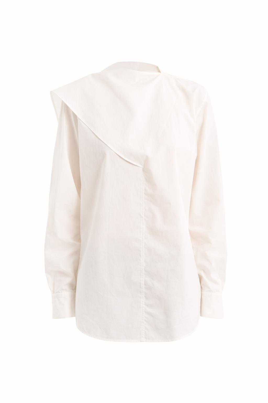 White poplin shirt with asymmetrical design.png