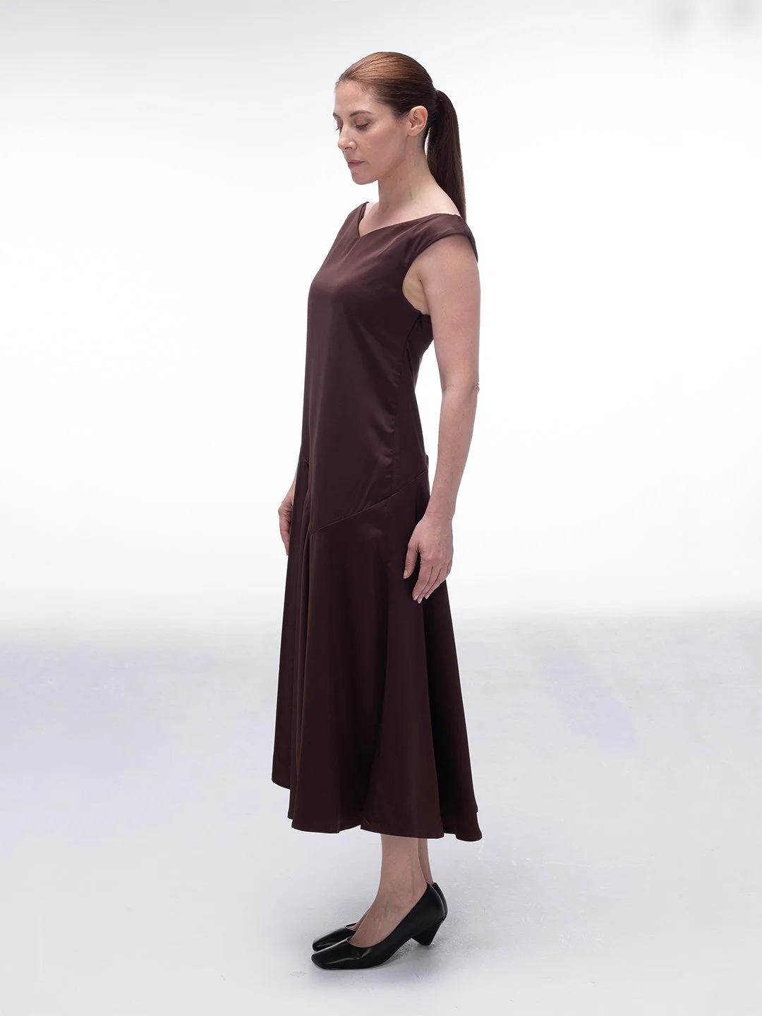 V_cut_satin_brown_dress_midi_mpower_1.jpg