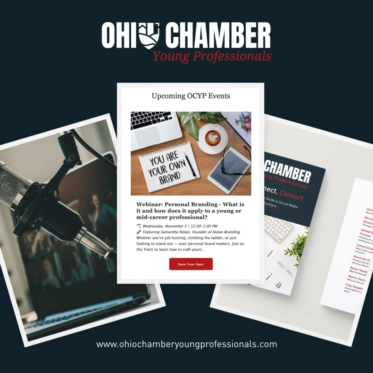Ready to level up your career? 🚀
OCYP&rsquo;s got your back with:
📖 FREE Ebook: A Young Professional&rsquo;s Guide to Social Media &amp; AI for Business
🎙️ CEO Conversations Podcast: Insider tips from Ohio&rsquo;s business leaders
📬 Newsletter: M