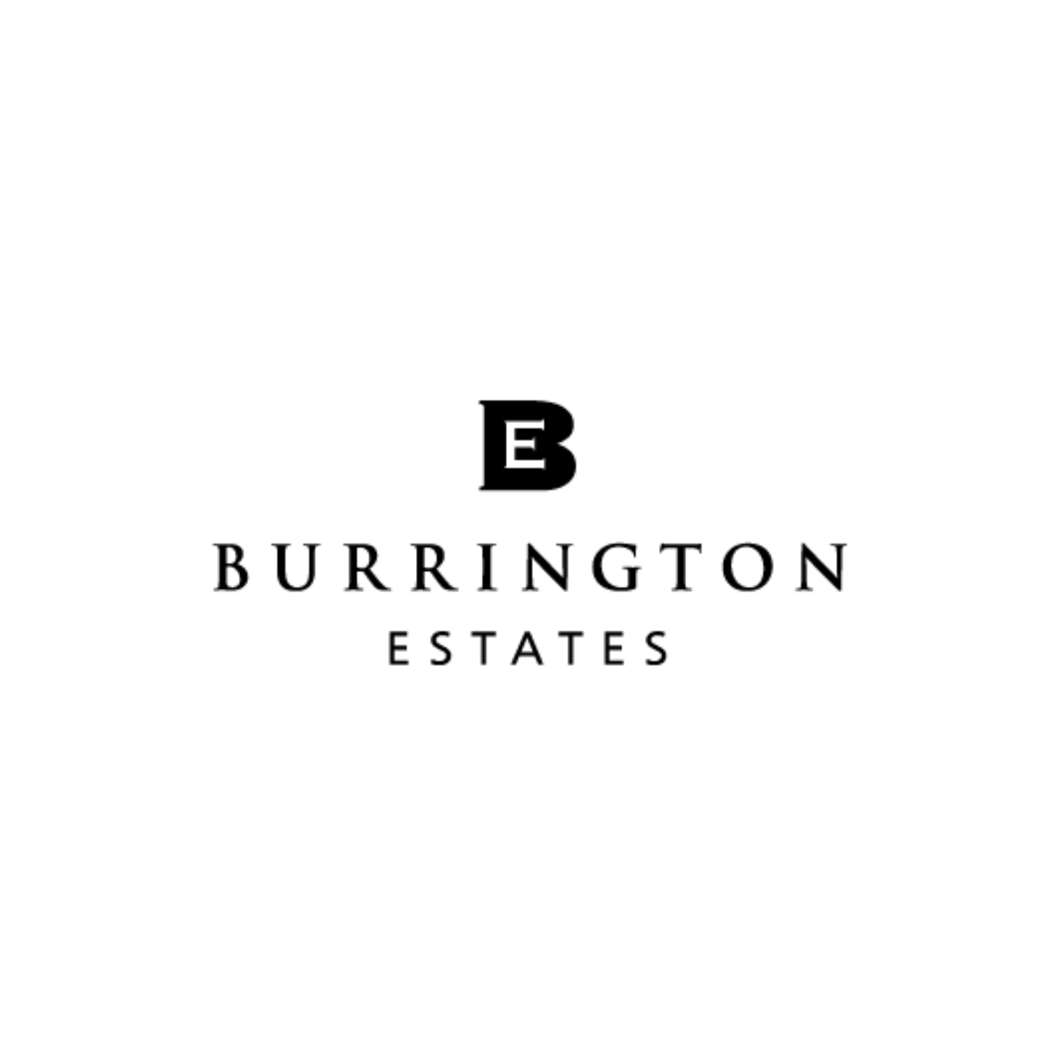 Logo with a stylized letter 'B' and the text 'Burrington Estates' beneath it.