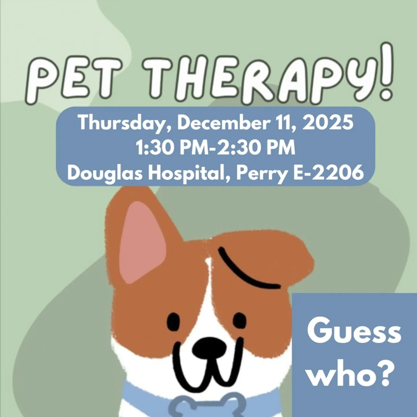 And of course we can't forget about our Douglas people!

We have also a surprise furry guest coming over on Thursday December 11 for a chill time before the holidays!

No registration required- just show up and enjoy the pup love 😘 

See y'all there
