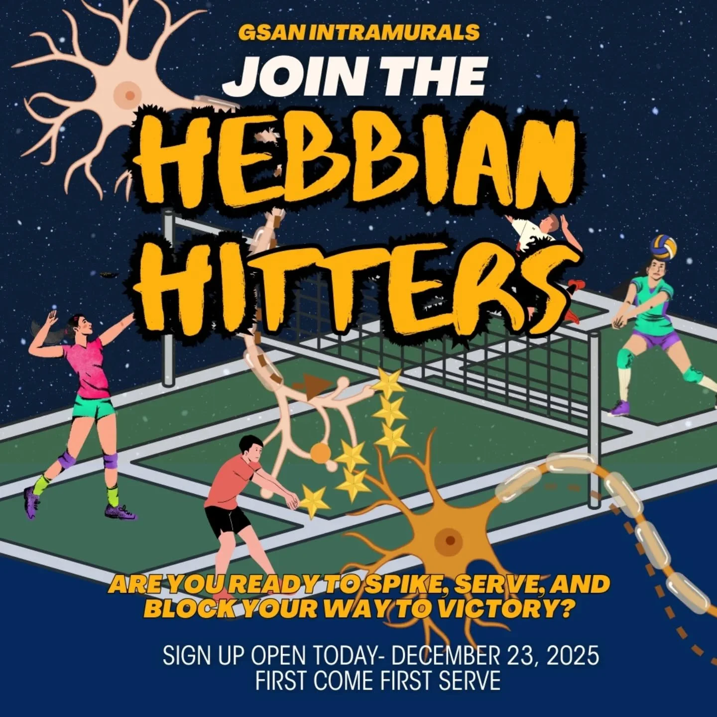 HAPPY HOLIDAYS IPN

Santa came early with a present for everyone 🎁🎁

That's right, winter intramurals are back, baby and sign ups are now open for the IPN volleyball and soccer teams!

Join either the Synaptic Spikers, Hebbian Hitters, Axon Spikers