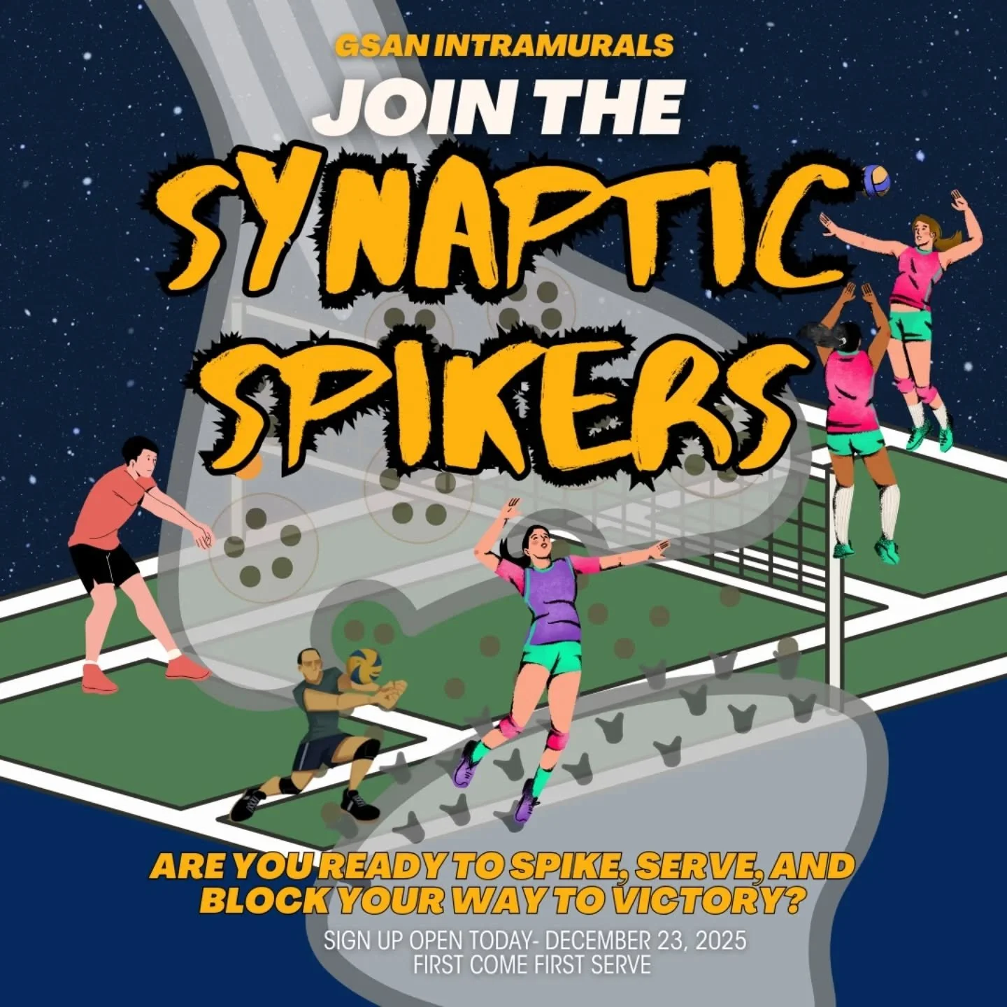 HAPPY HOLIDAYS IPN

Santa came early with a present for everyone 🎁🎁

That's right, winter intramurals are back, baby and sign ups are now open for the IPN volleyball and soccer teams!

Join either the Synaptic Spikers, Hebbian Hitters, Axon Spikers