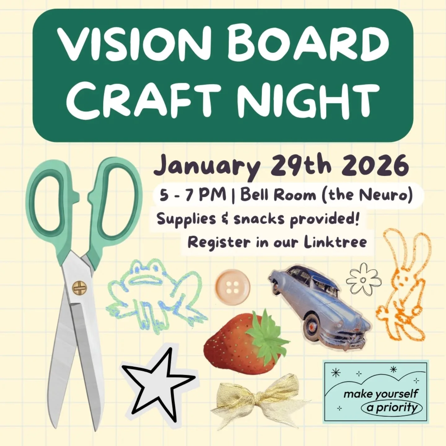 Anyone missing arts and crafts they did as a child? 🙋&zwj;♀️

Or just want to help set a vision for the year to come for January?

Come join the GSAN wellness team on the vision board craft night!

Enjoy the cozy vibes and snacks while you pitch you