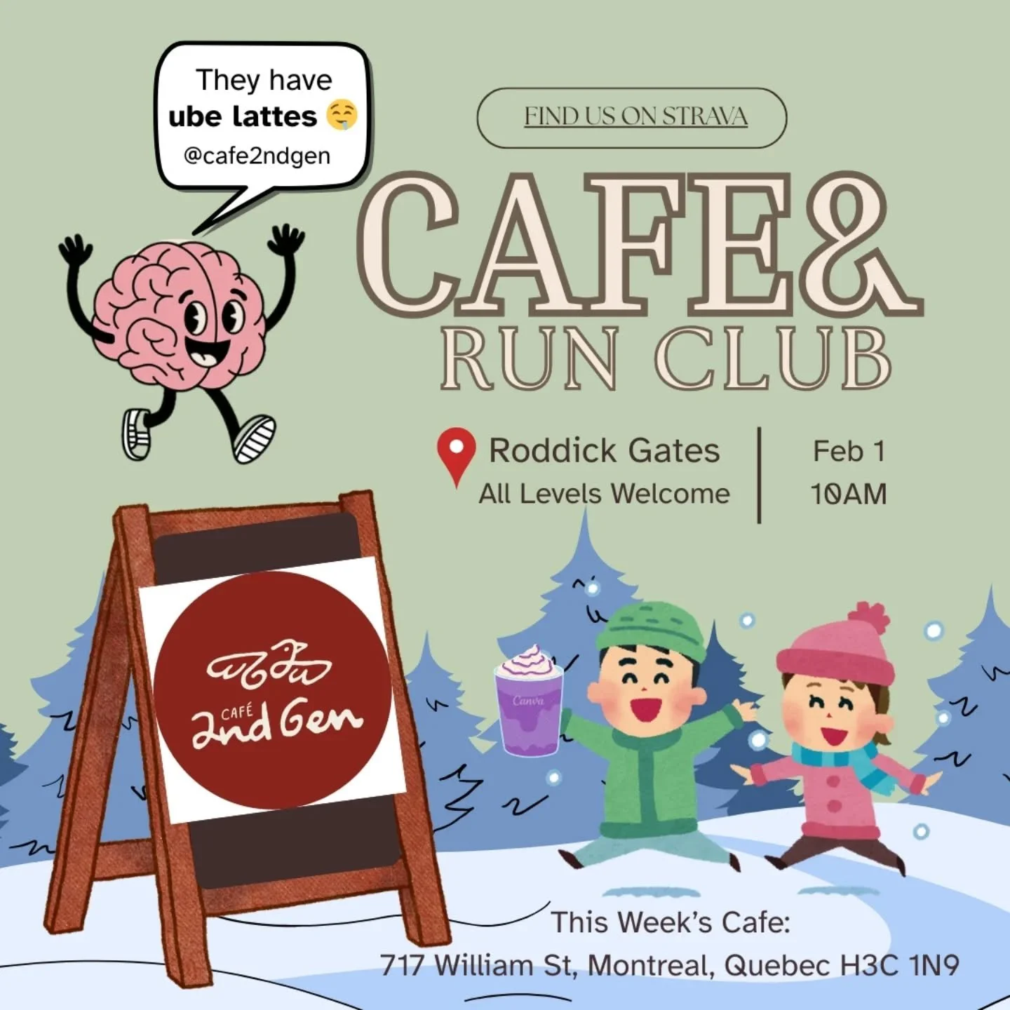 It's a new dawn, it's a new day, it's a new year's first run club!

Grab your winter running gear and meet us at Roddick Gates, Feb 1 for a fab run and ube lattes for all!!!
