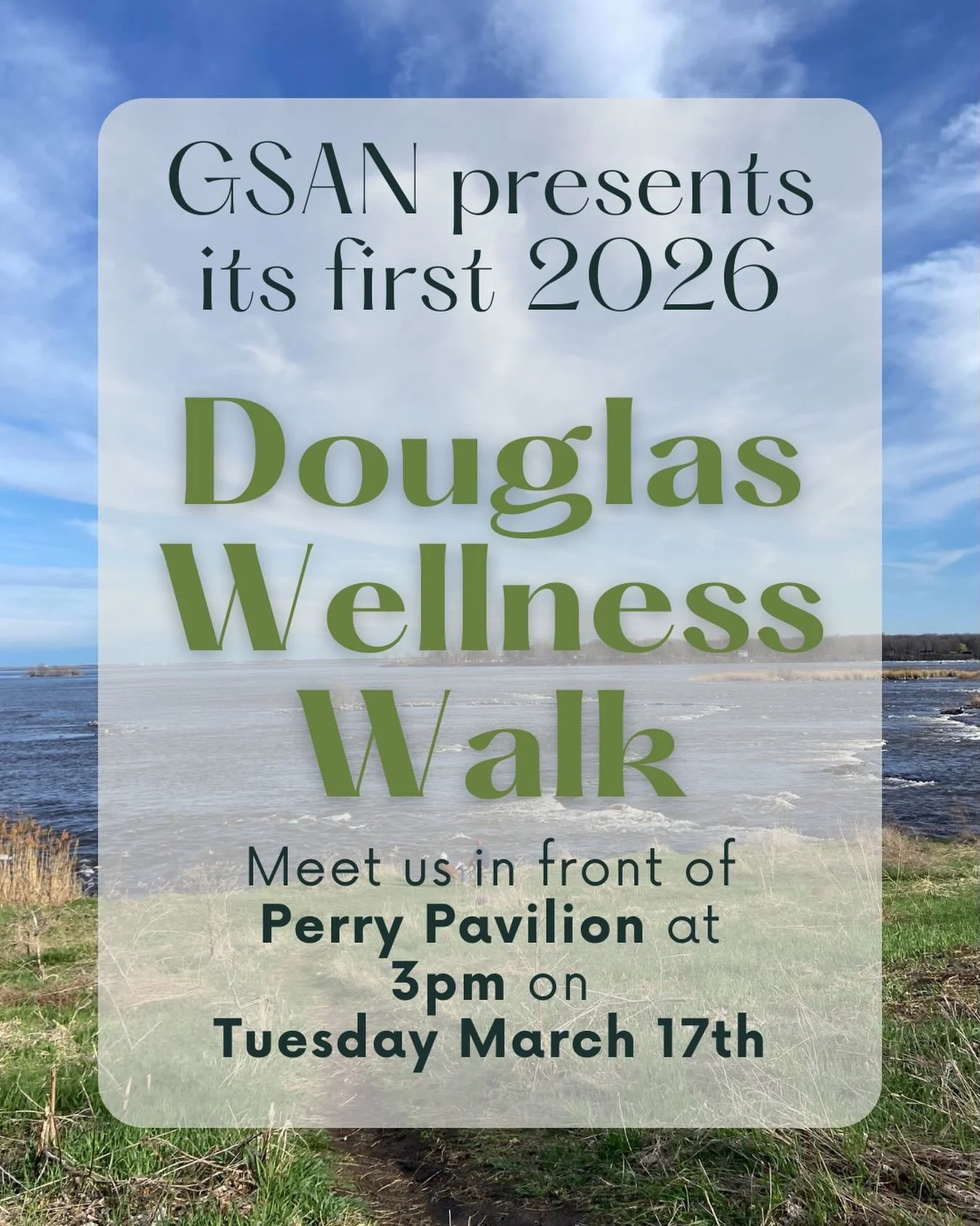 Calling all students at the Douglas🗣️ Join us this Tuesday for our first Wellness Walk of the year!☀️🍃🐾
