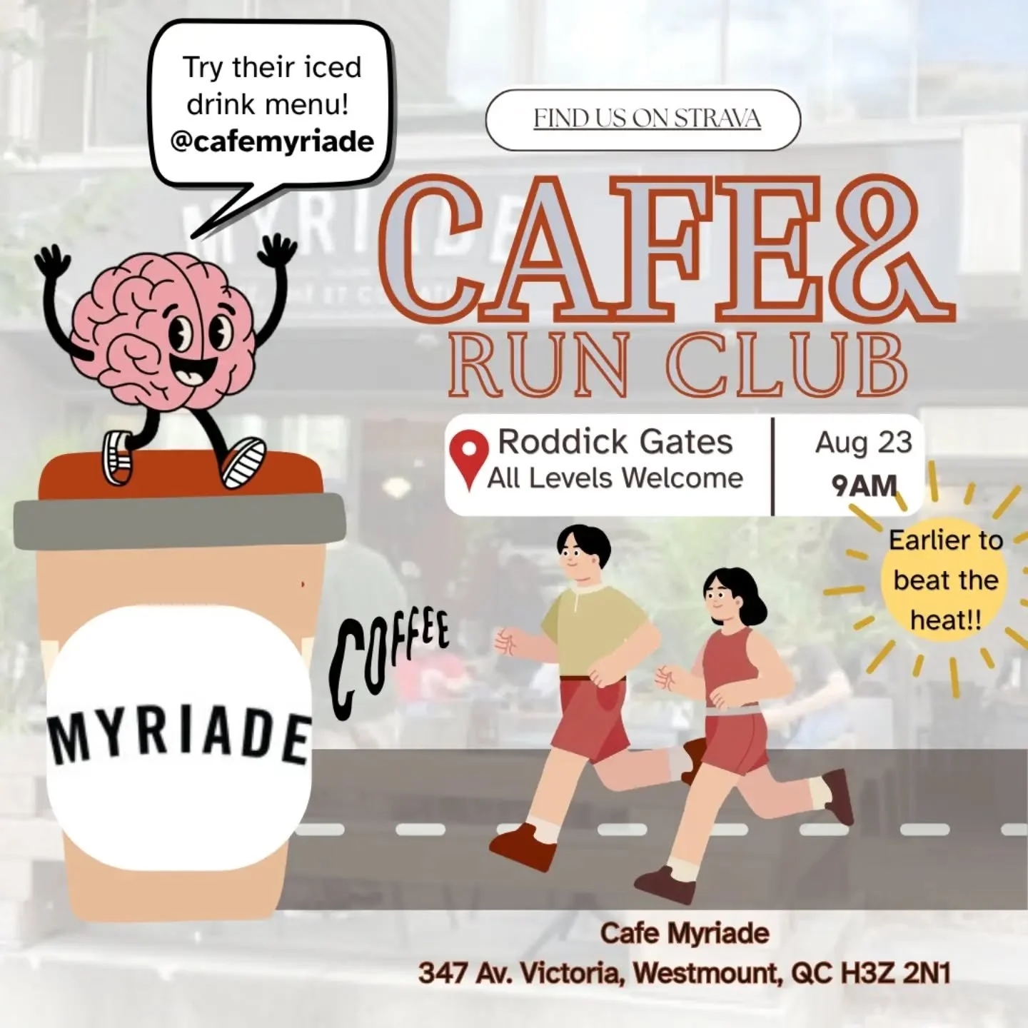 I'm BAAAAAAAAACK 
( DID YOUR VP Comms go down with the flu and have her brain cooked yup)

We're running madame president to cafe myraide ✨✨ this coming Sunday for another summer run club 😍

August 23 at 9AM Roddick gates ✨✨