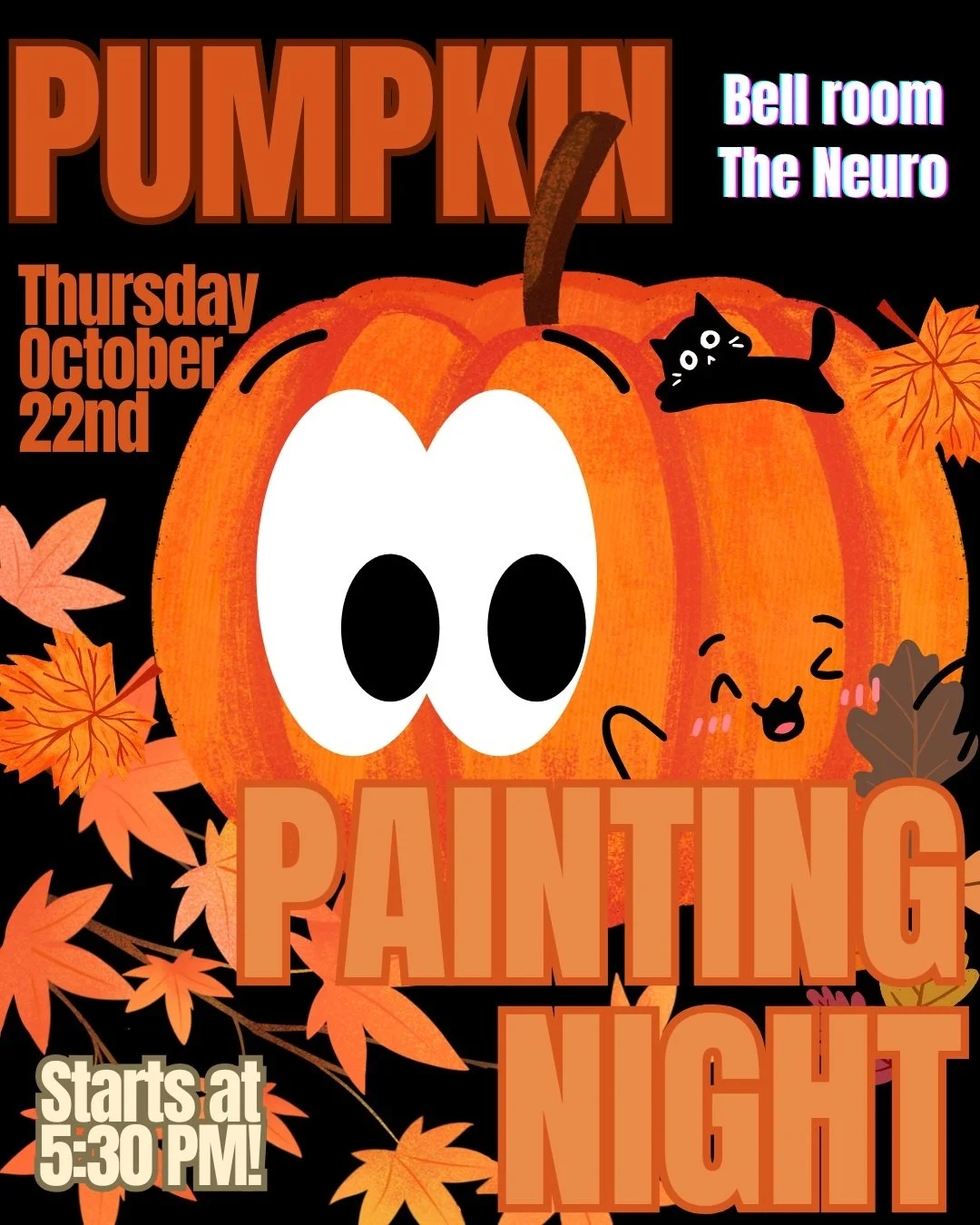 Get ready for Halloween and come join us for a whimsically spooky night of pumpkin painting!! 

Come join us in the Bell Room (beside duGrandpre Communications Centre) located in the MNI- supplies will be provided!
