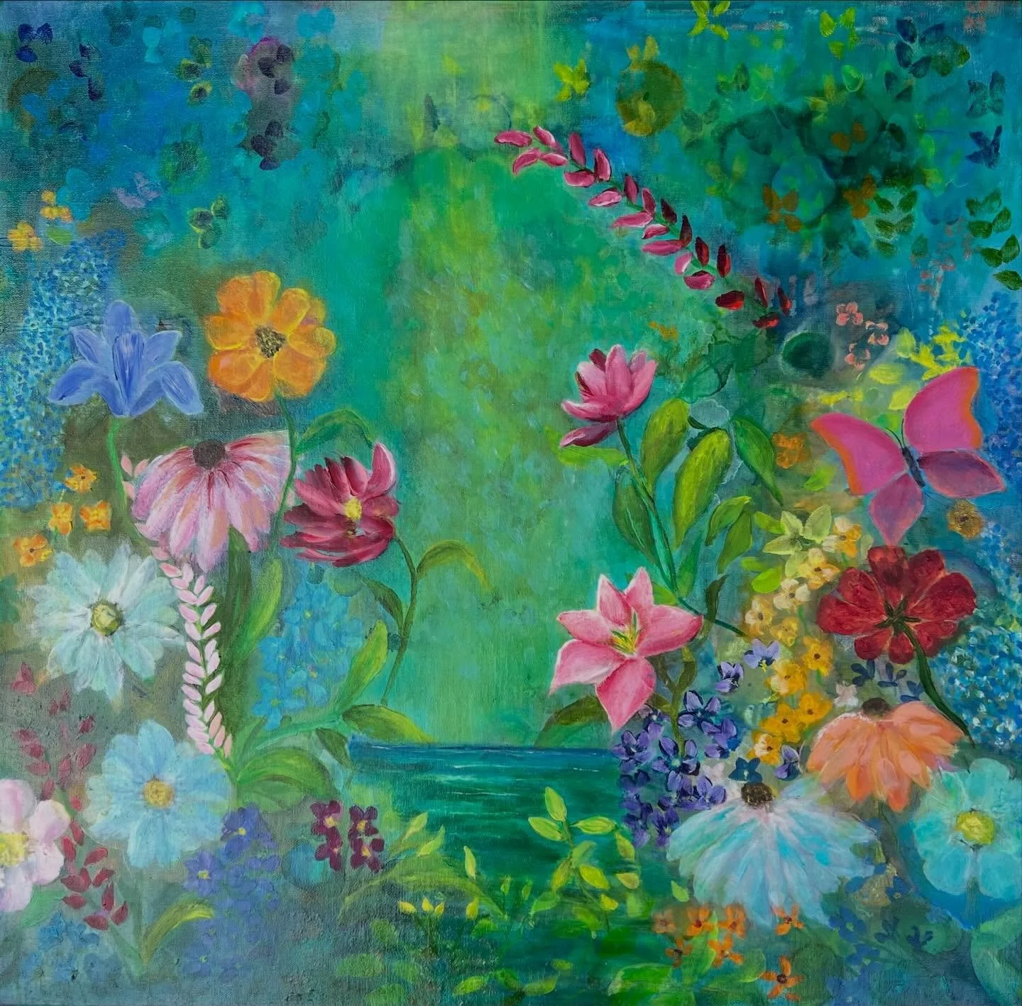 I had this dream&hellip;like I was catching sight of something just beyond me&hellip;a beacon hidden inside a forgotten garden. As I painted, it became less about creating and more about following that light&mdash;layer by layer, color by color&mdash