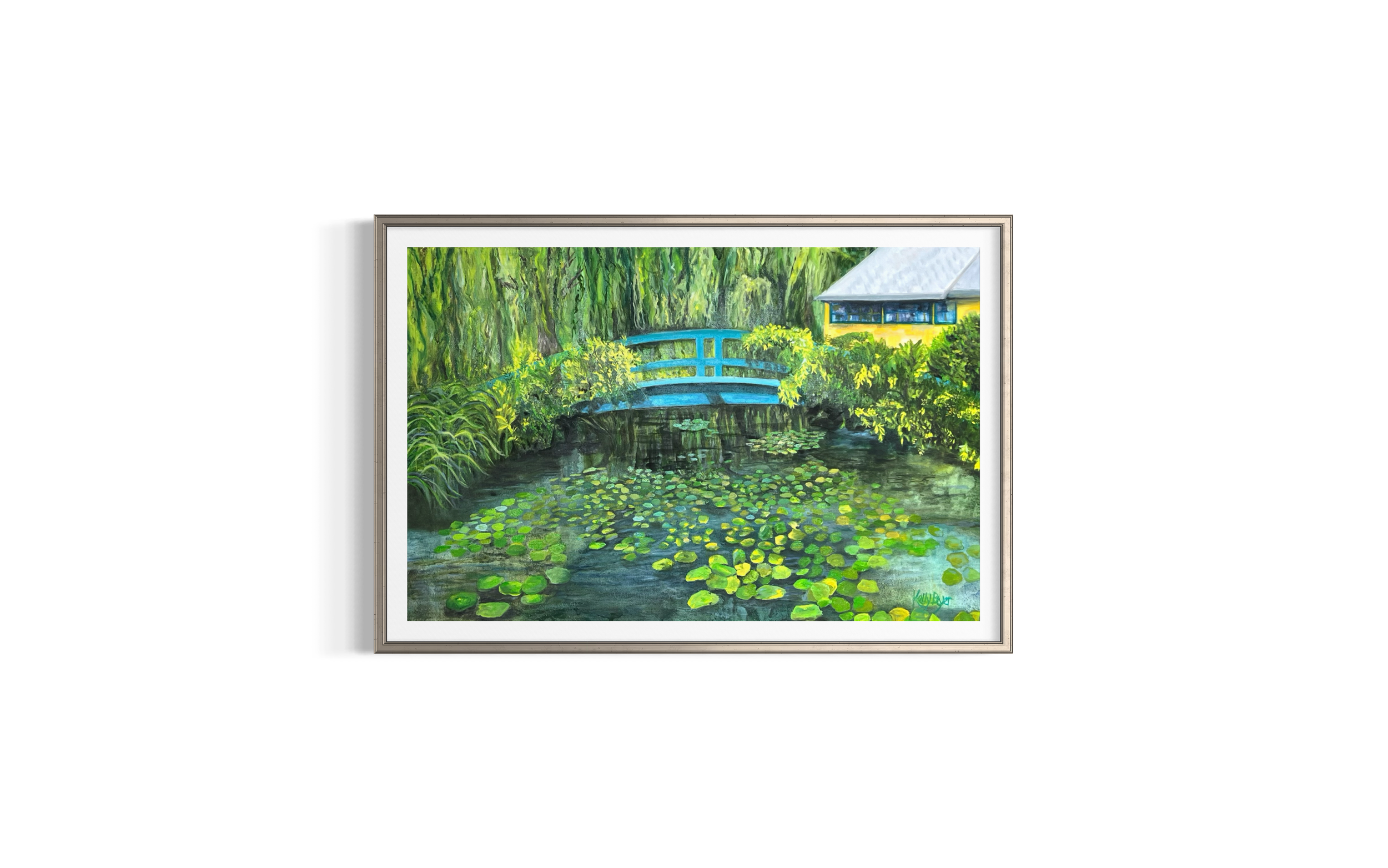 Water Lily Garden with Bridge – Impressionist Oil Painting Print