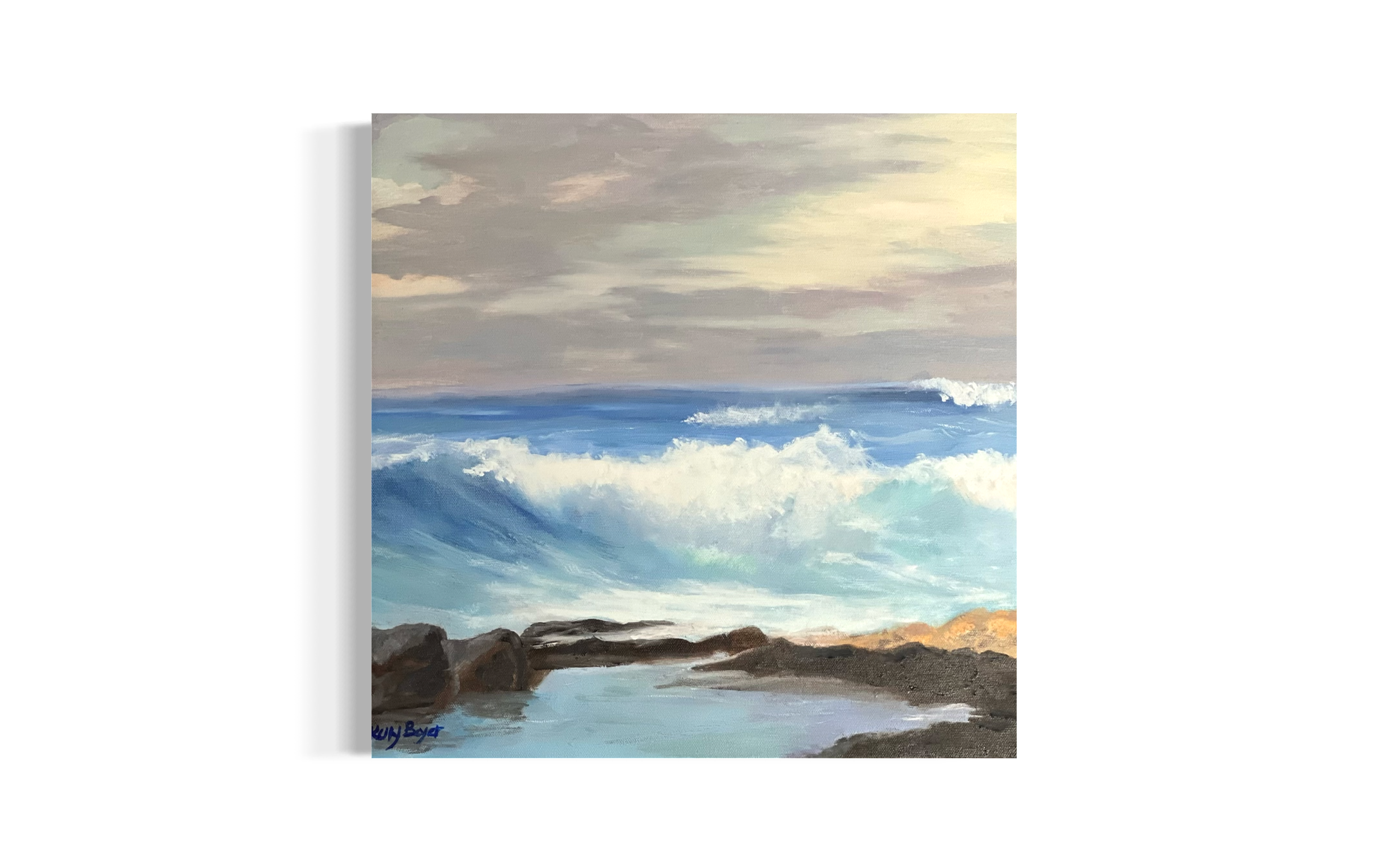 Ocean Waves Crashing on Shore – Oil Painting Print